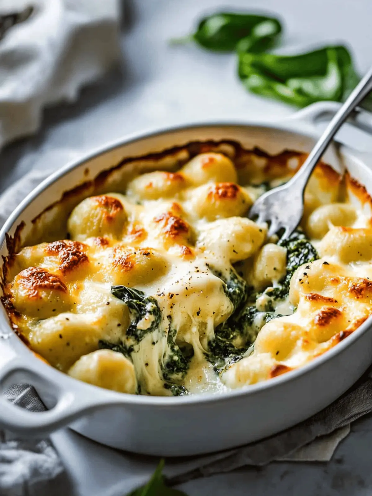 Creamy Pesto & Spinach Gnocchi Bake
