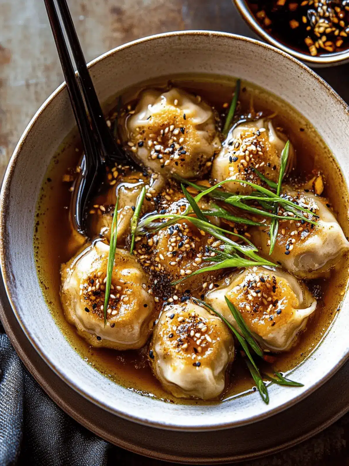 Chili Crisp Butternut Squash Dumplings in Ginger Soy Broth