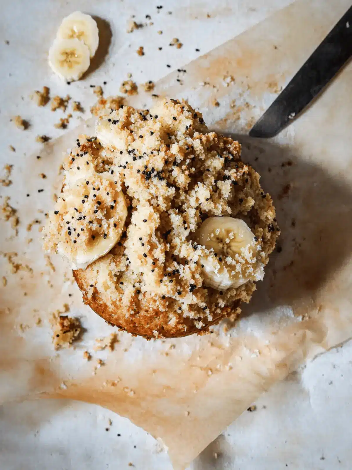 Tahini Banana Crumb Muffins