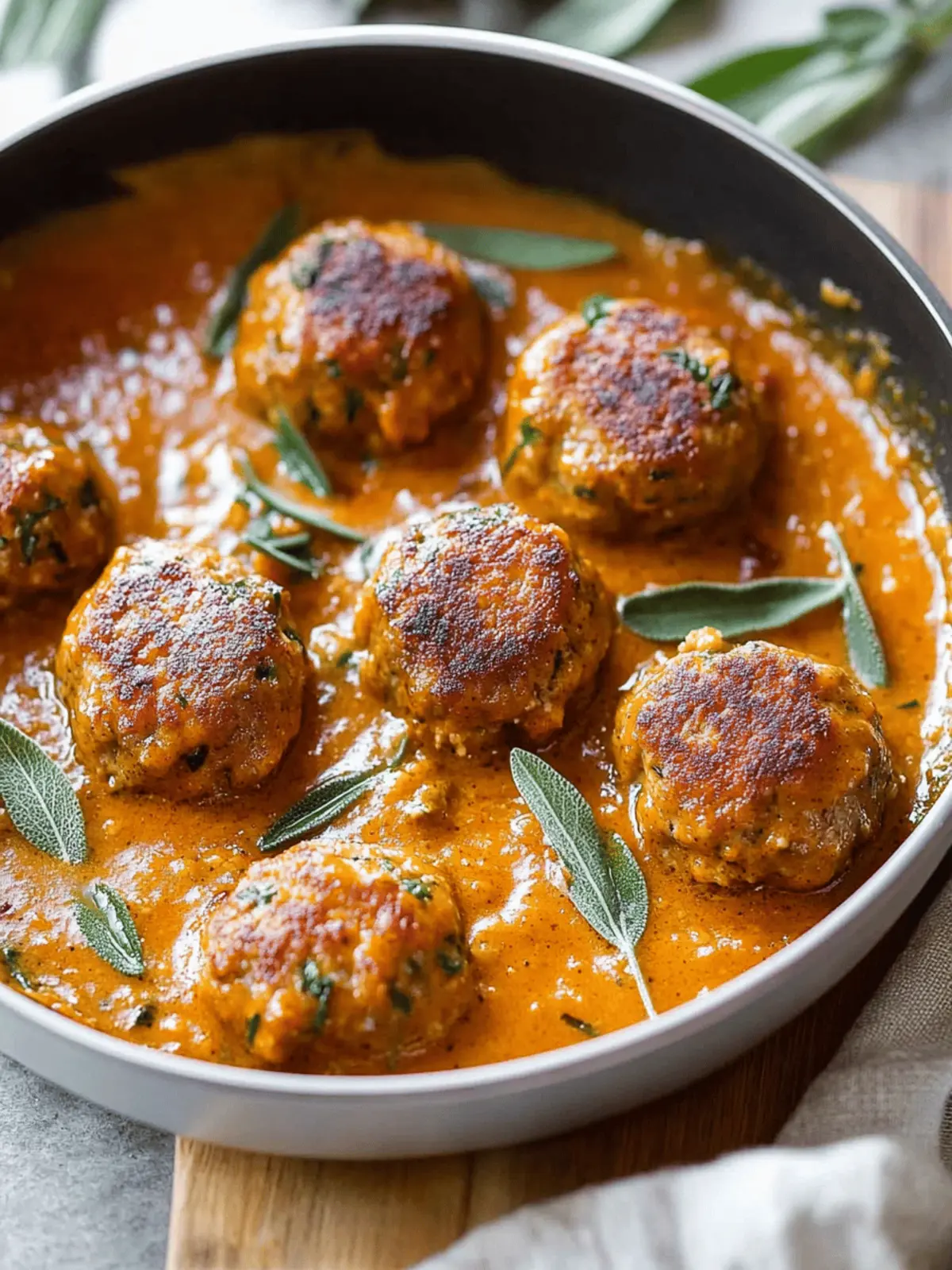 Turkey Meatballs in Pumpkin Sage Sauce