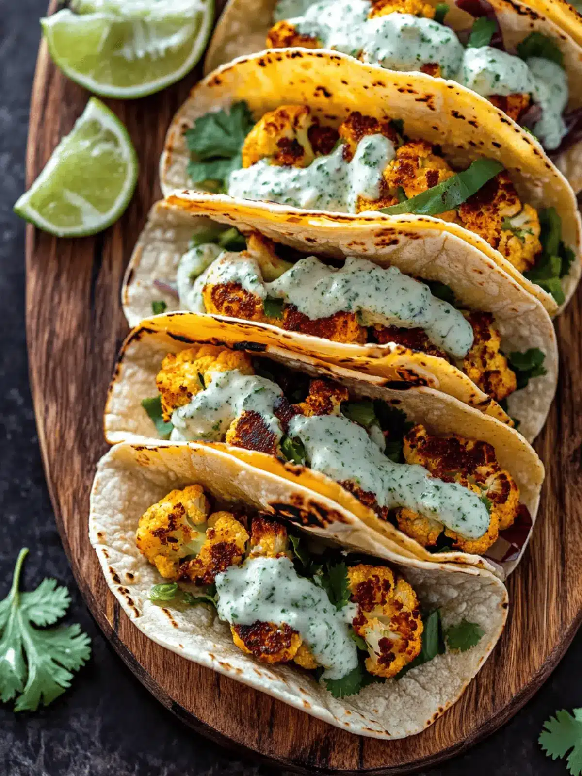 Cauliflower Tacos with Cilantro Lime Crema
