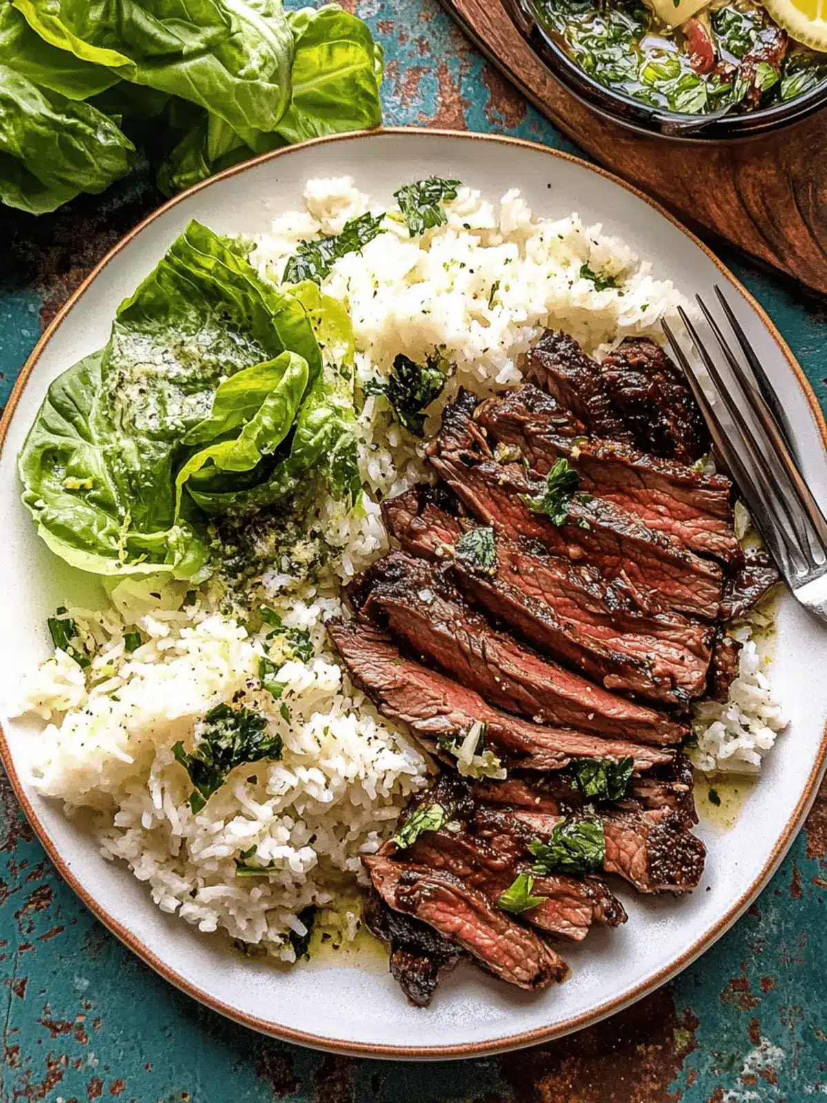 30 Minute Herby Lemon Garlic Steak and Rice