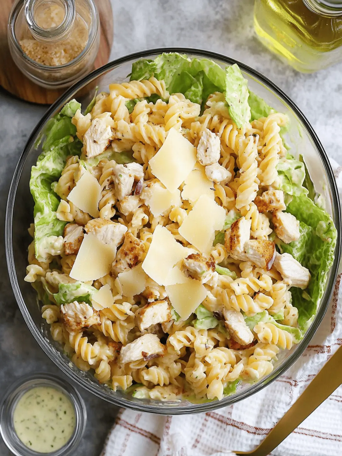 Chicken Caesar Pasta Salad with Easy Homemade Dressing