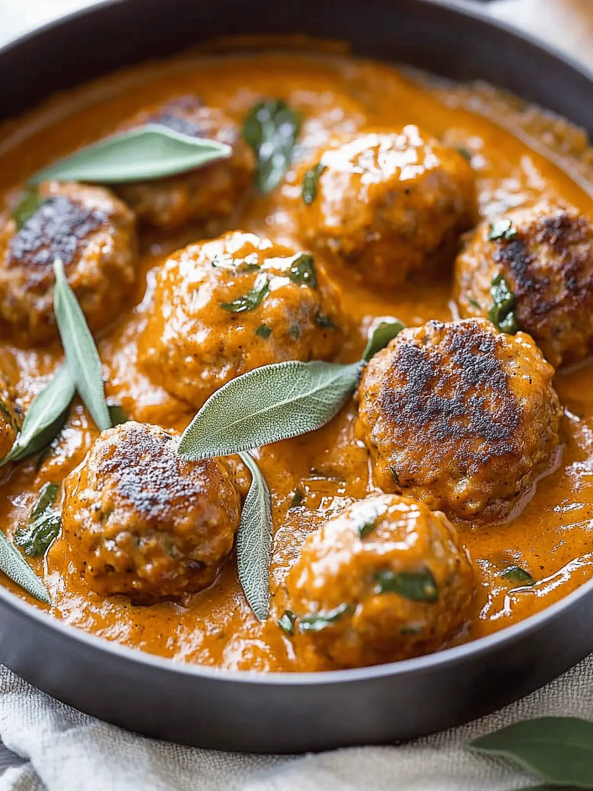 Turkey Meatballs in Pumpkin Sage Sauce