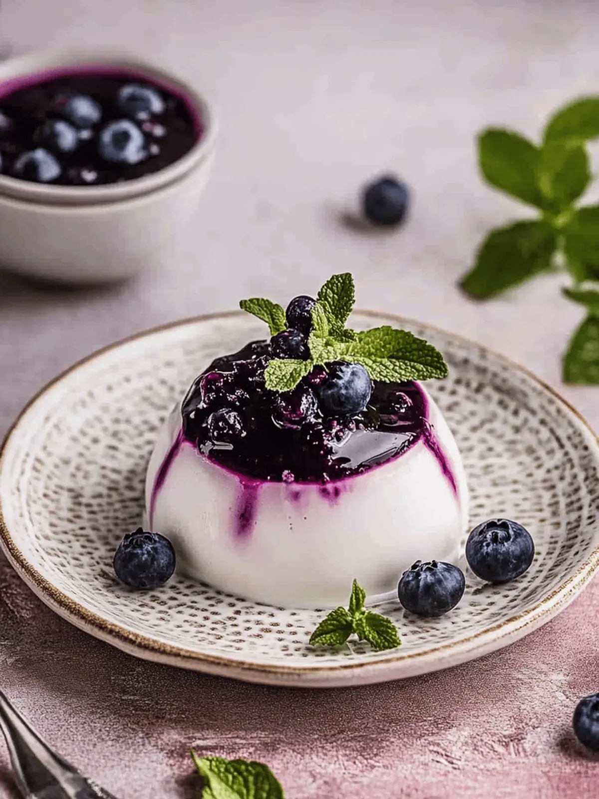 Classic Easy Vanilla Panna Cotta with Blueberry Compote