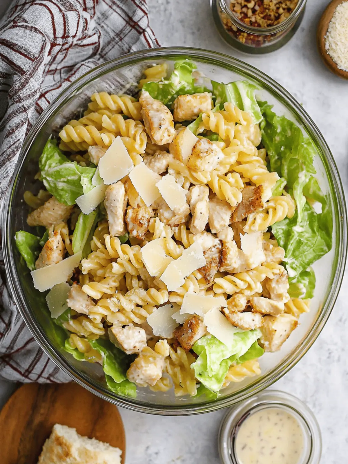Chicken Caesar Pasta Salad with Easy Homemade Dressing