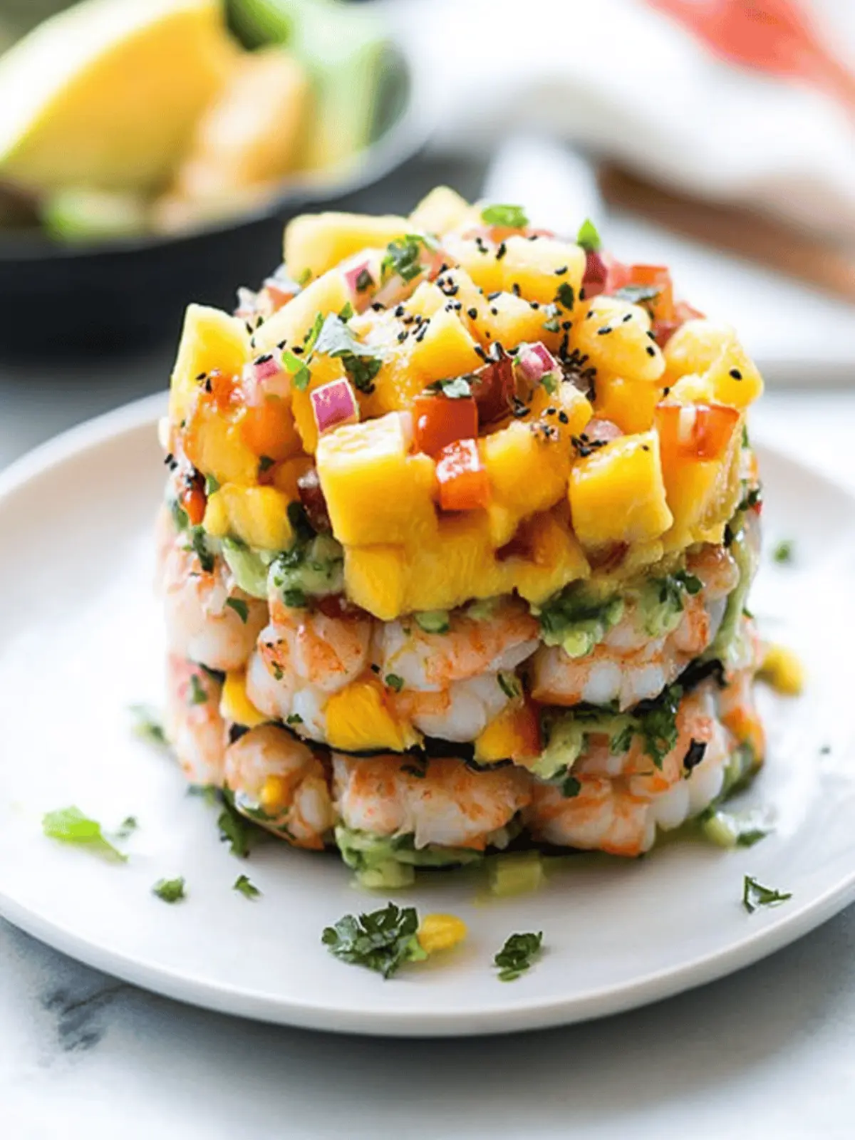 Spicy Shrimp Stacks with Mango Salsa