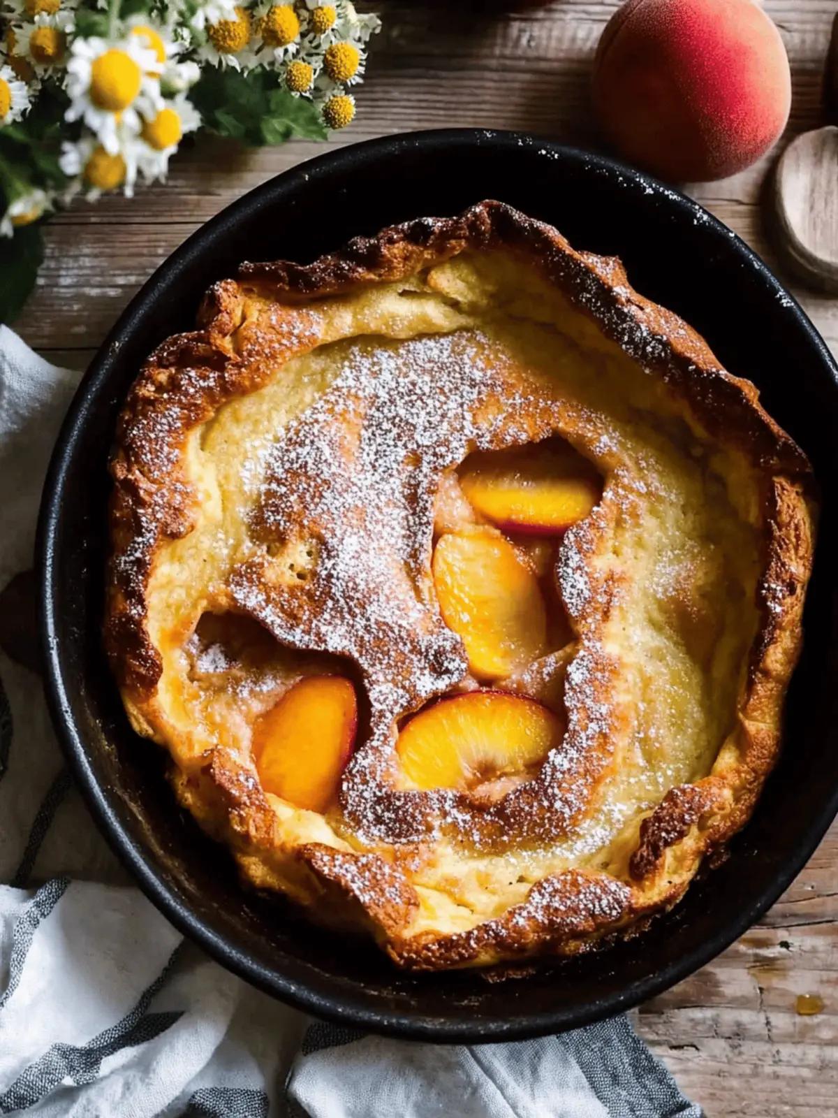 Cinnamon Sugar Peach Dutch Baby