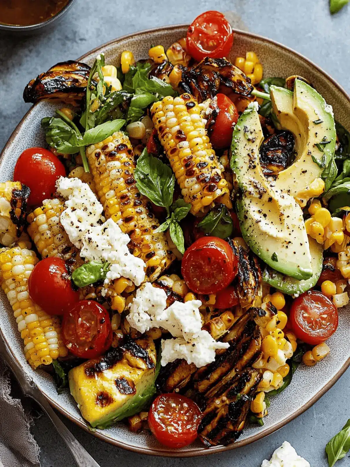 Grilled Corn and Avocado Salad With Feta Dressing