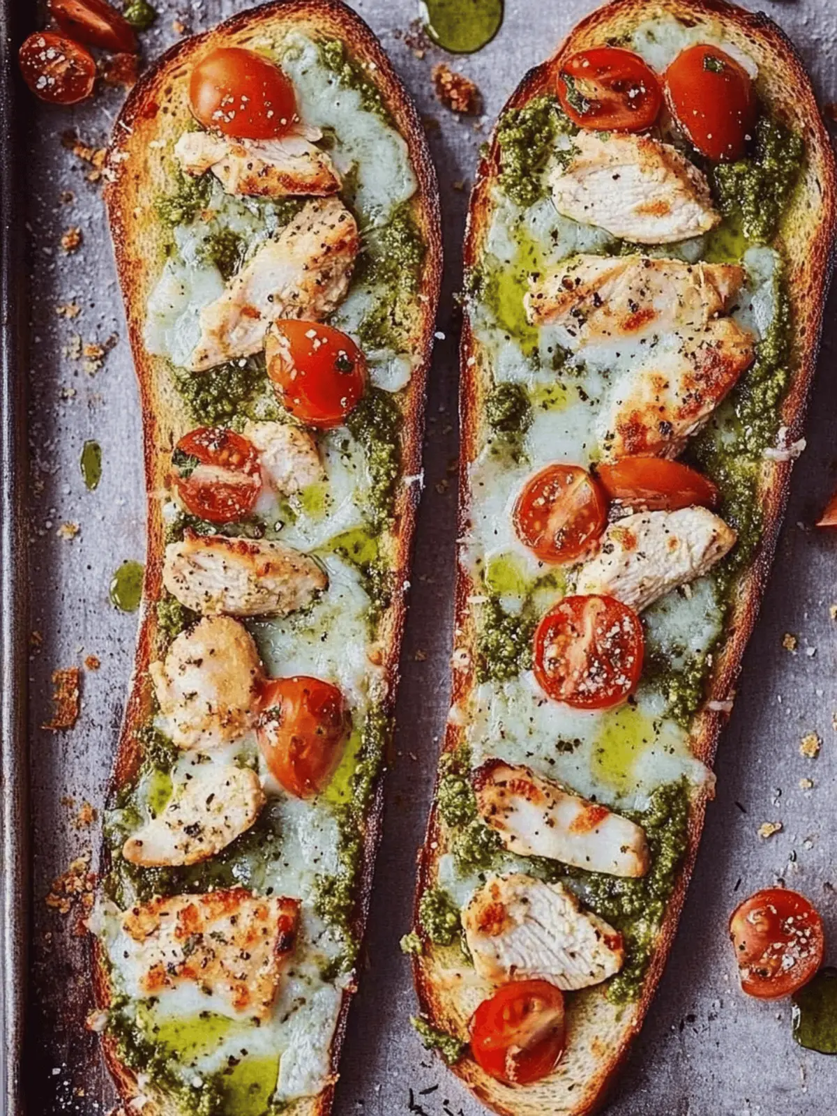 French Bread Pesto Chicken Pizza
