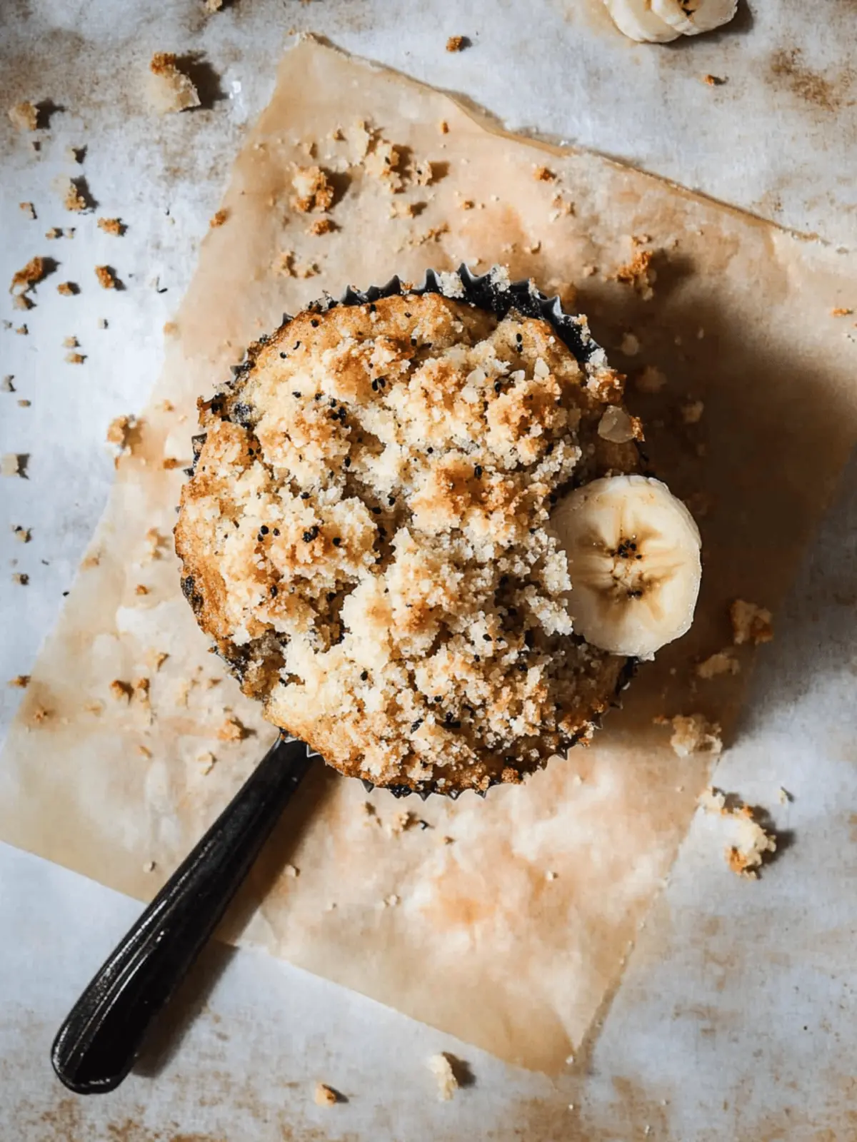 Tahini Banana Crumb Muffins