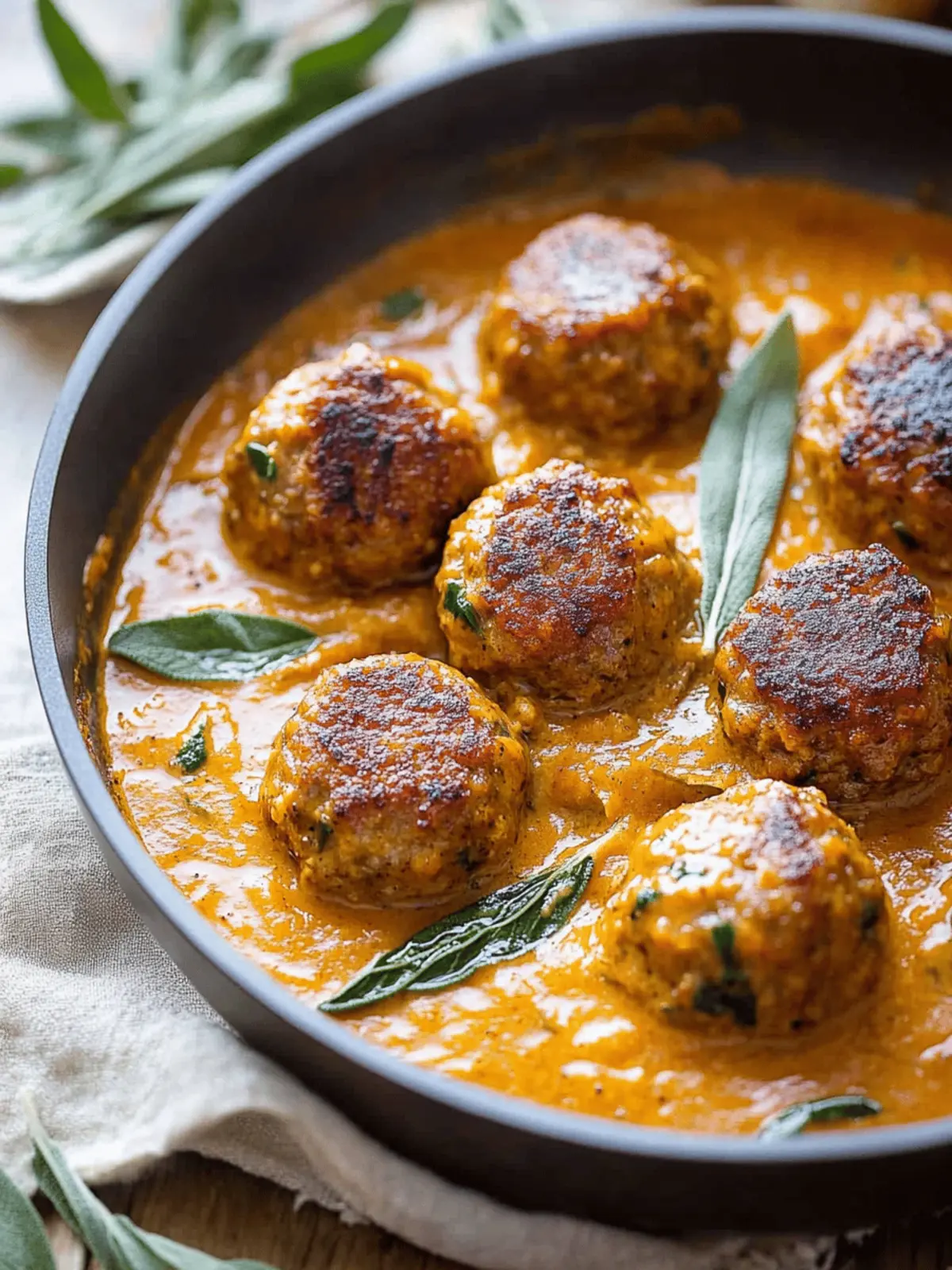 Turkey Meatballs in Pumpkin Sage Sauce