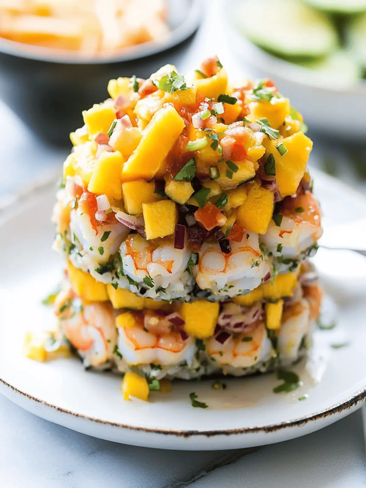 Spicy Shrimp Stacks with Mango Salsa