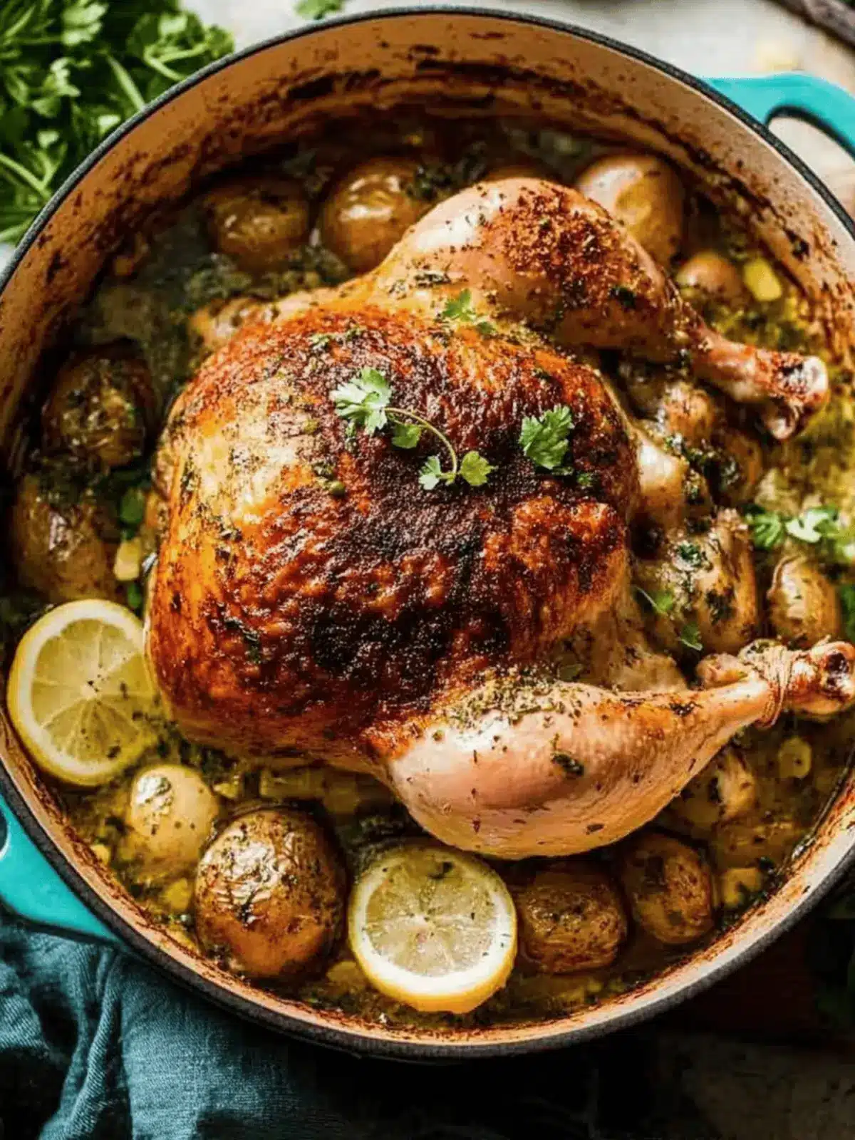 Lemon Herb Pot Roast Chicken