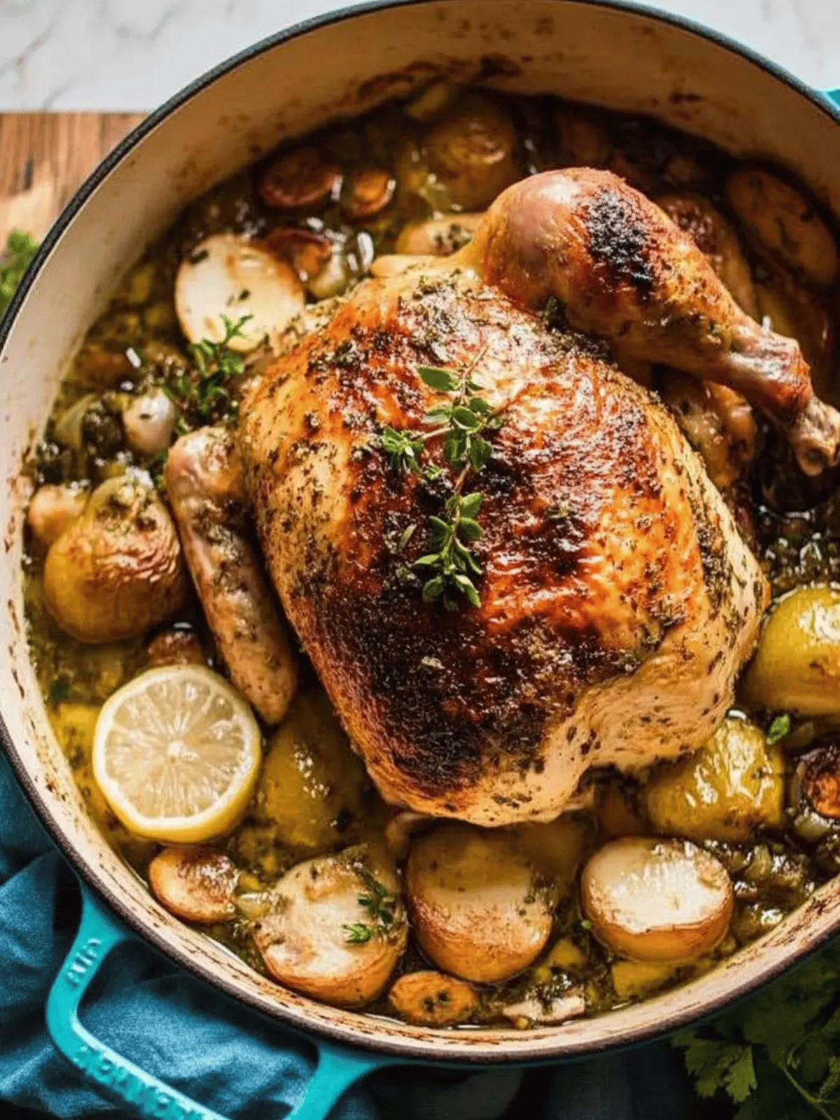Lemon Herb Pot Roast Chicken