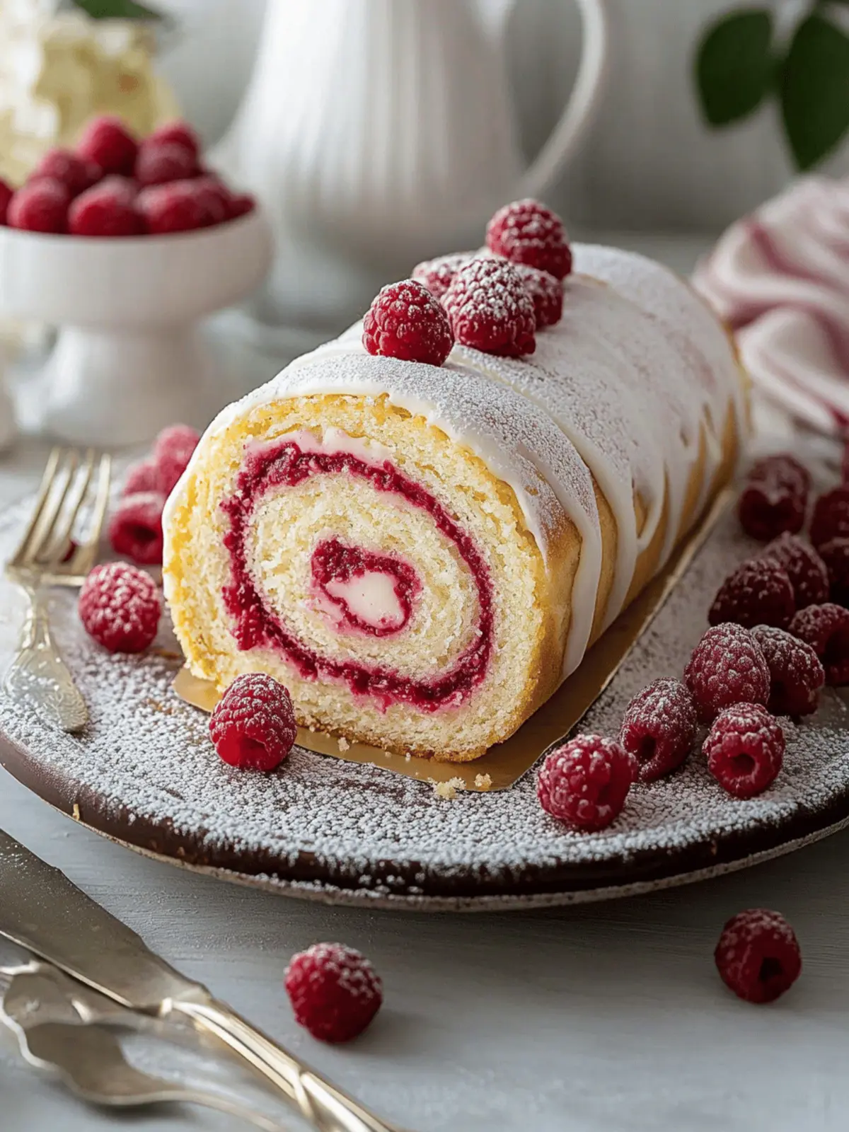 Raspberry White Chocolate Cake Roll