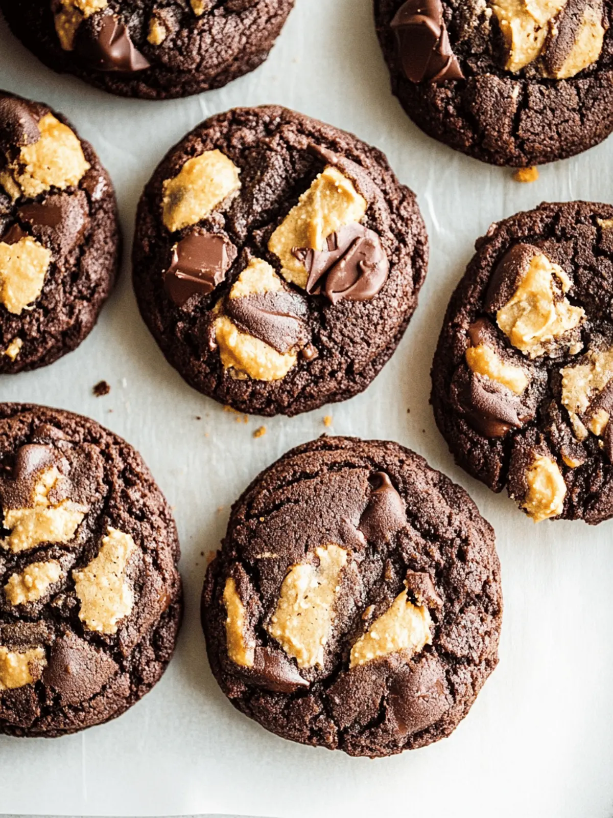 Triple Chocolate Peanut Butter Cookies