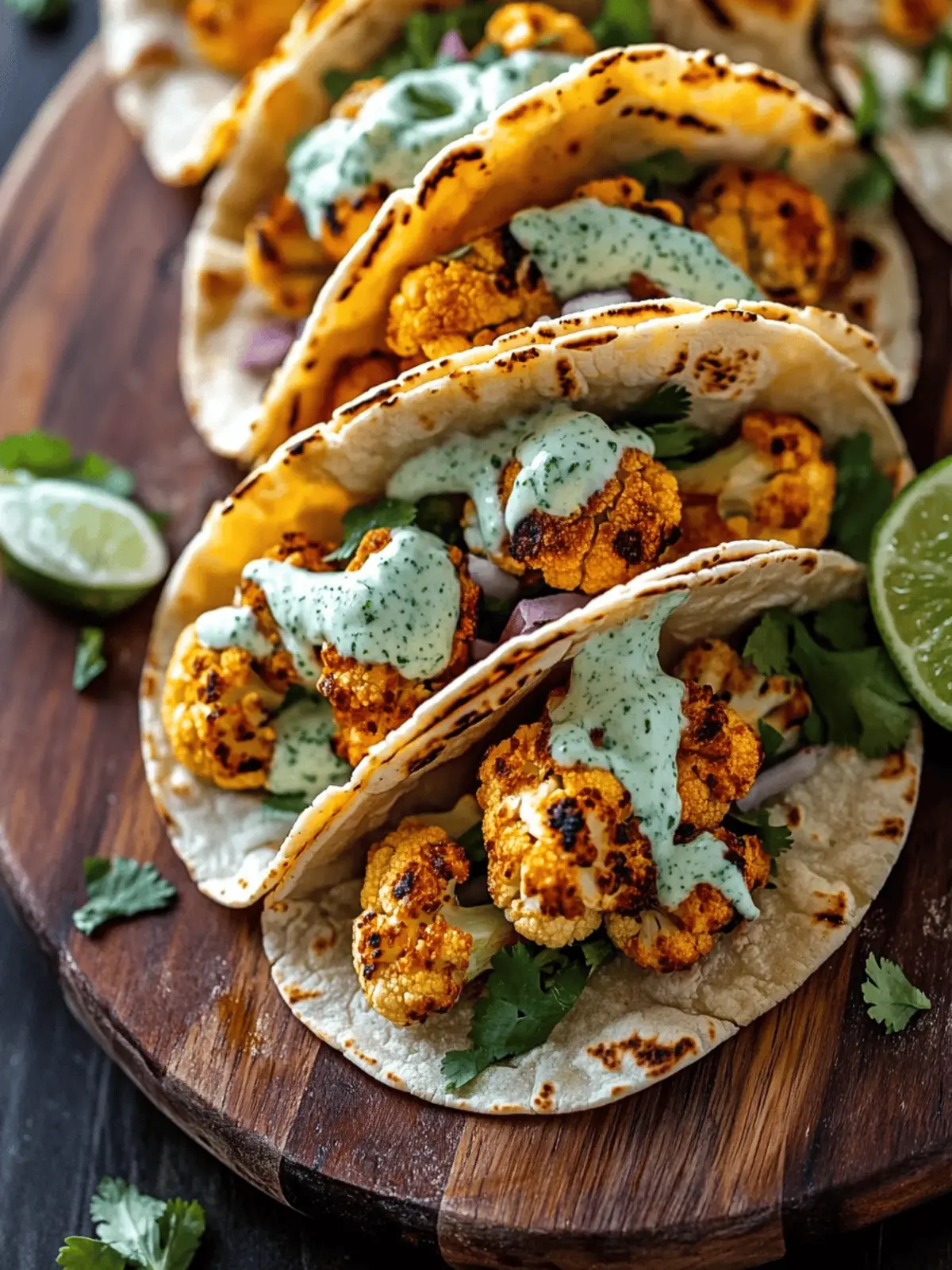 Cauliflower Tacos with Cilantro Lime Crema