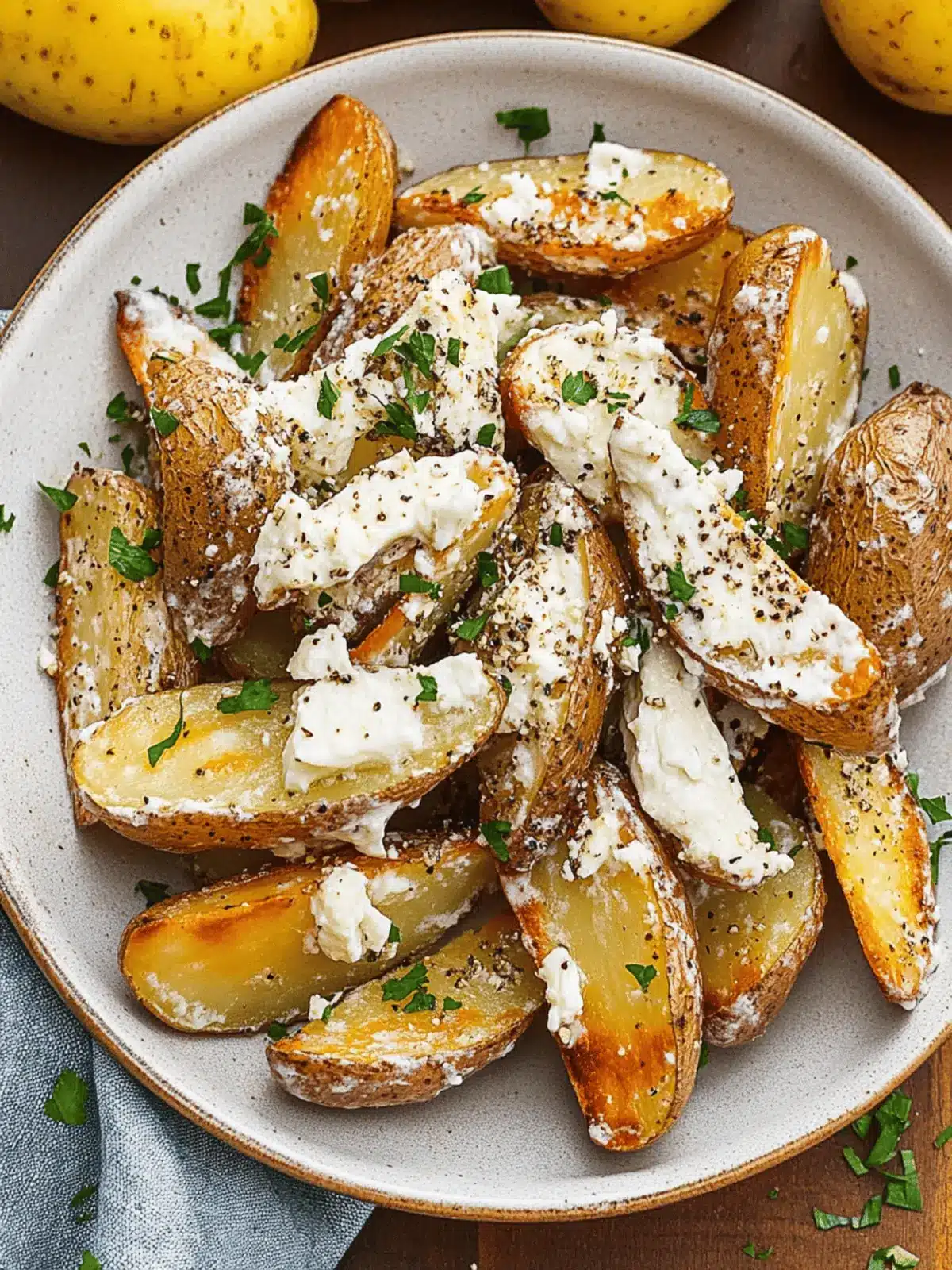 Roasted Potatoes in a Melted Goat Cheese Dressing