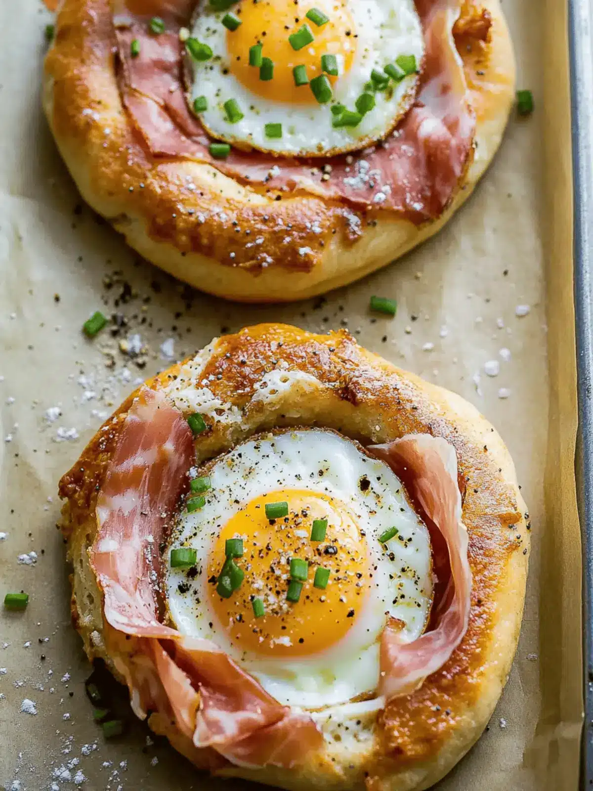 Egg in a Bagel Hole with Cheese & Prosciutto