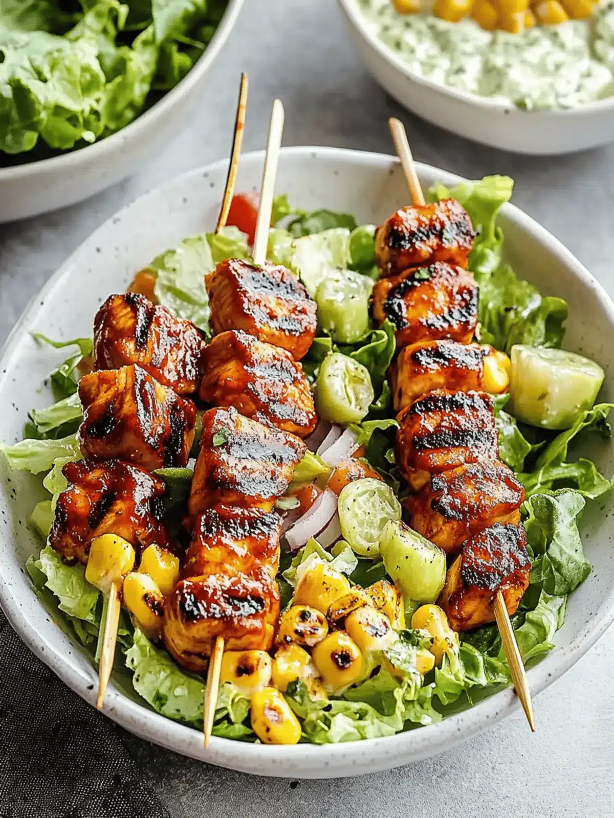 BBQ Chicken Skewer Salad