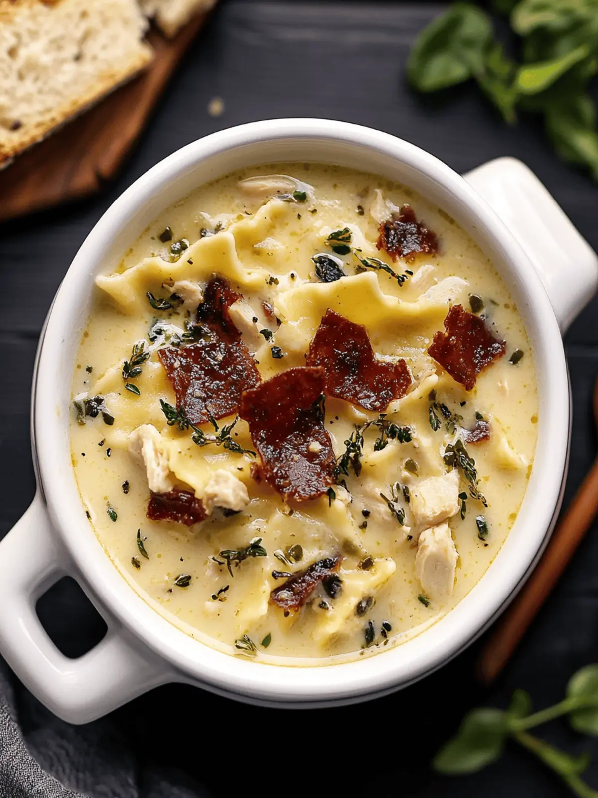 Creamy White Chicken Lasagna Soup