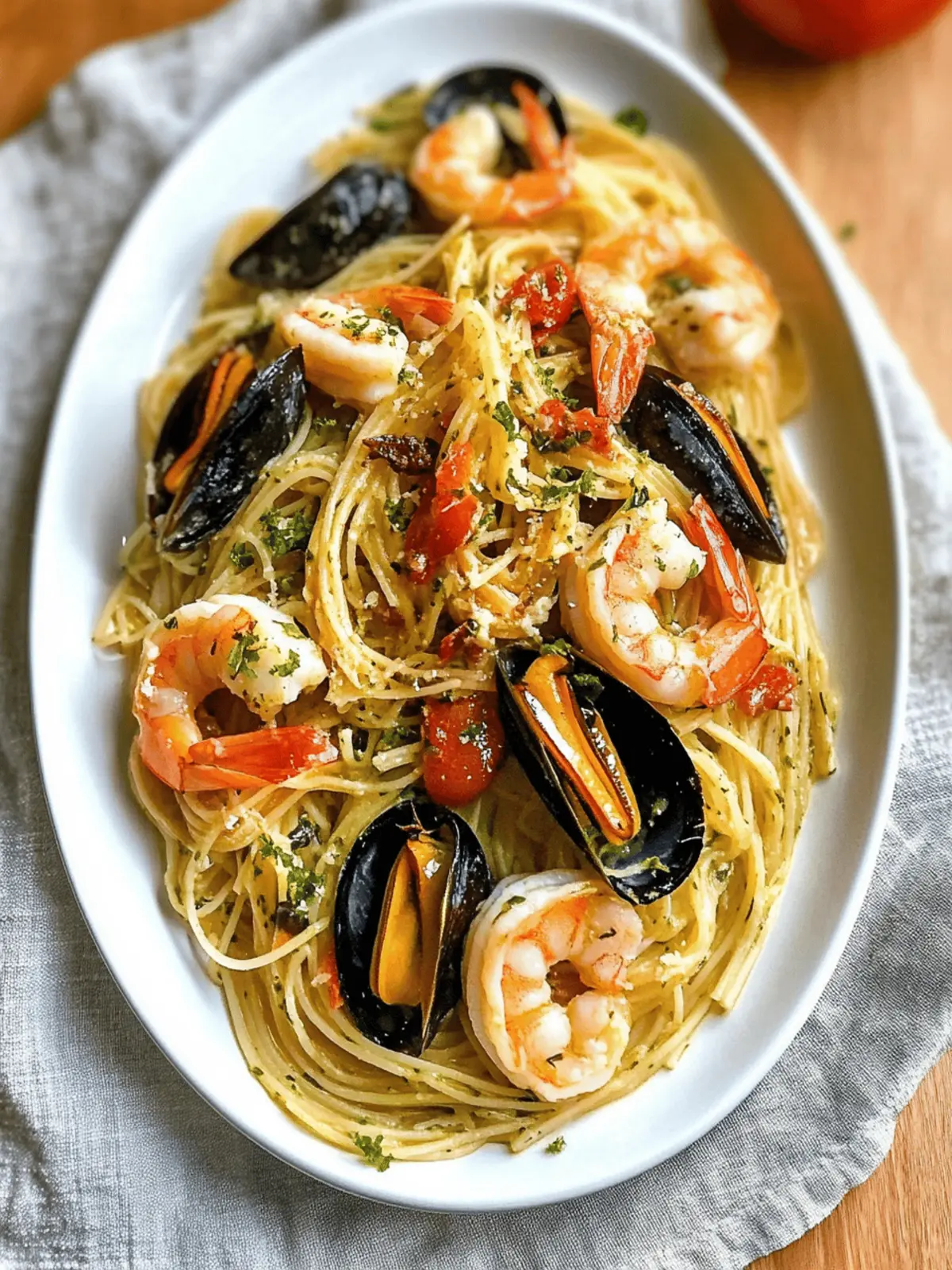 Garlic Butter & White Wine Seafood Pasta