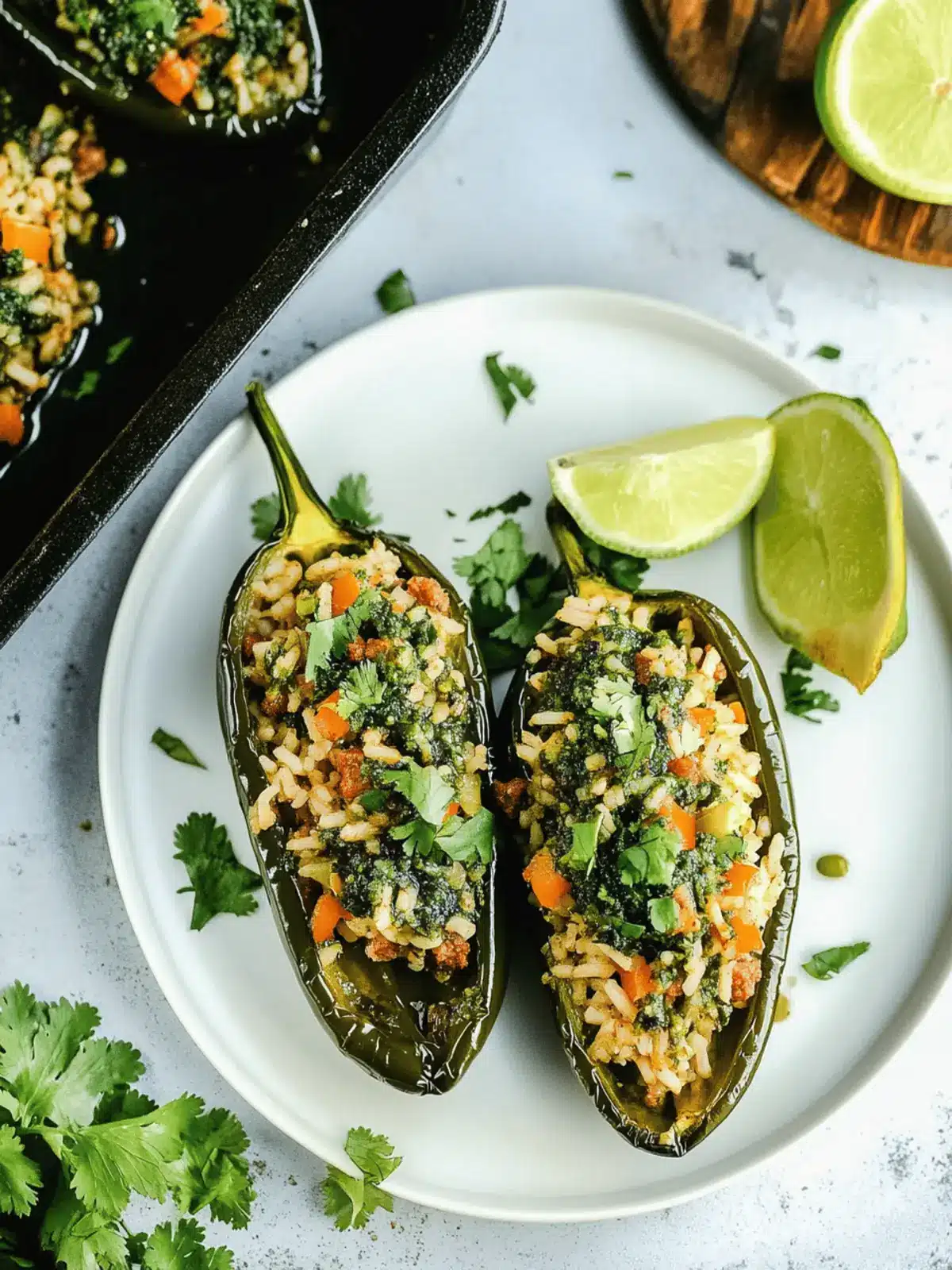 Stuffed Poblano Peppers with Chimichurri Rice and Chorizo