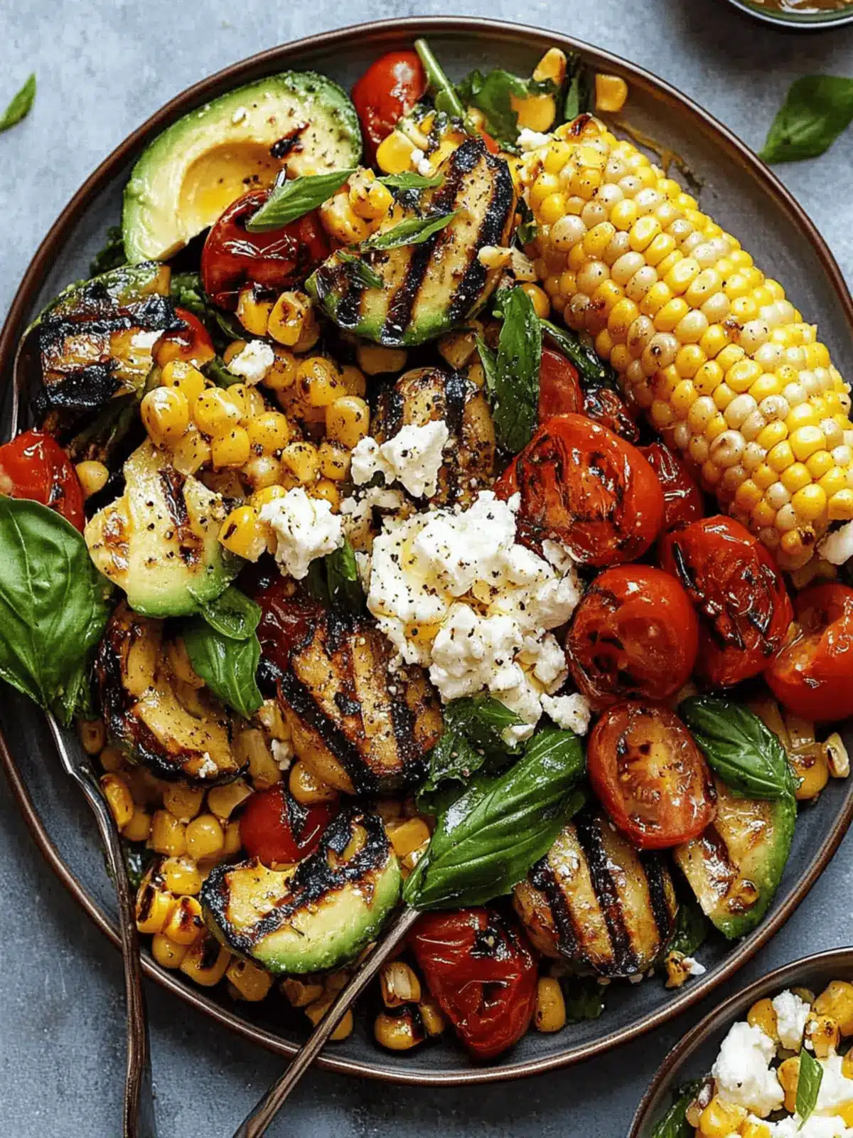 Grilled Corn and Avocado Salad With Feta Dressing