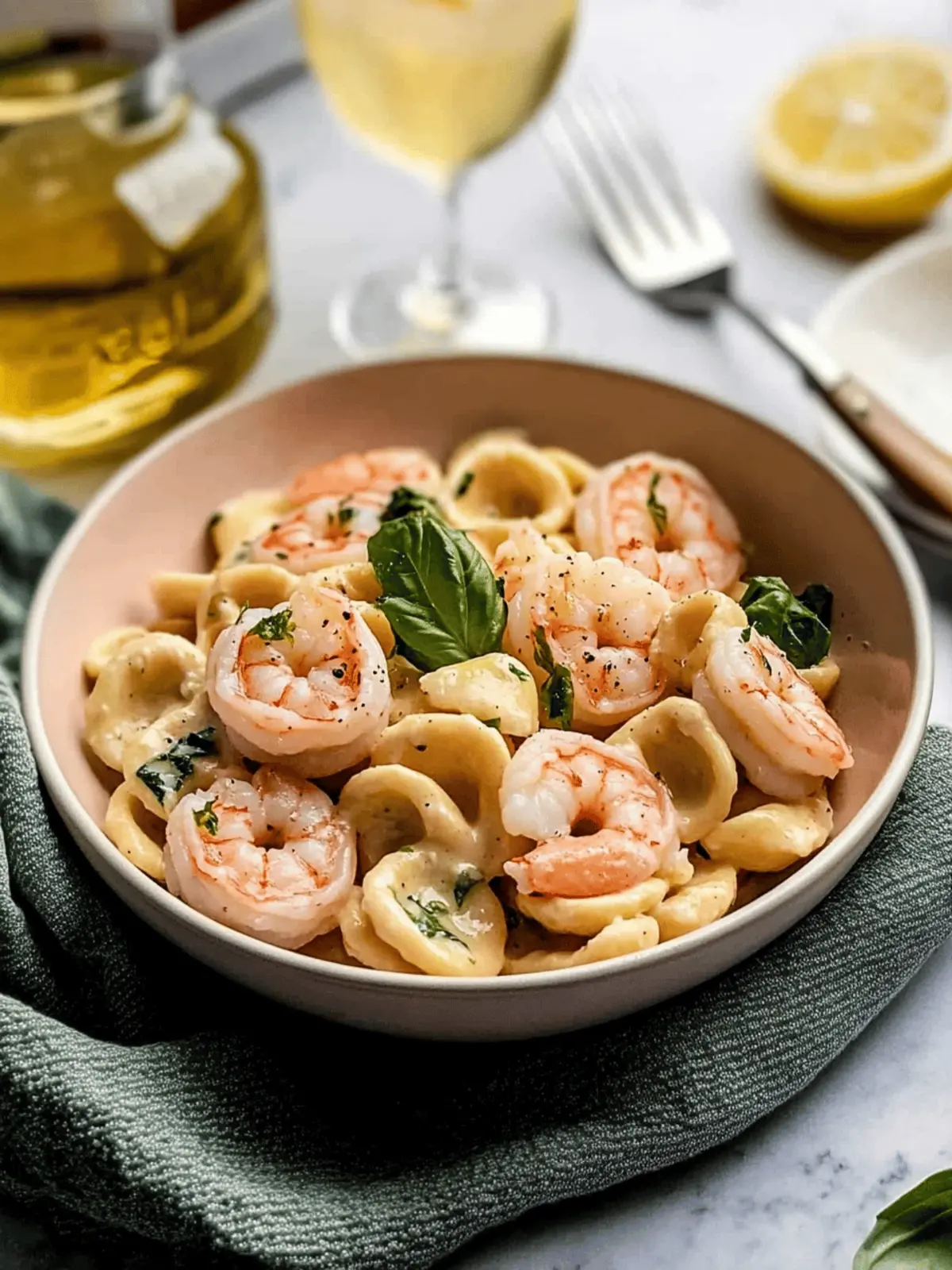 Shrimp Orecchiette with Lemon Garlic Cream Sauce