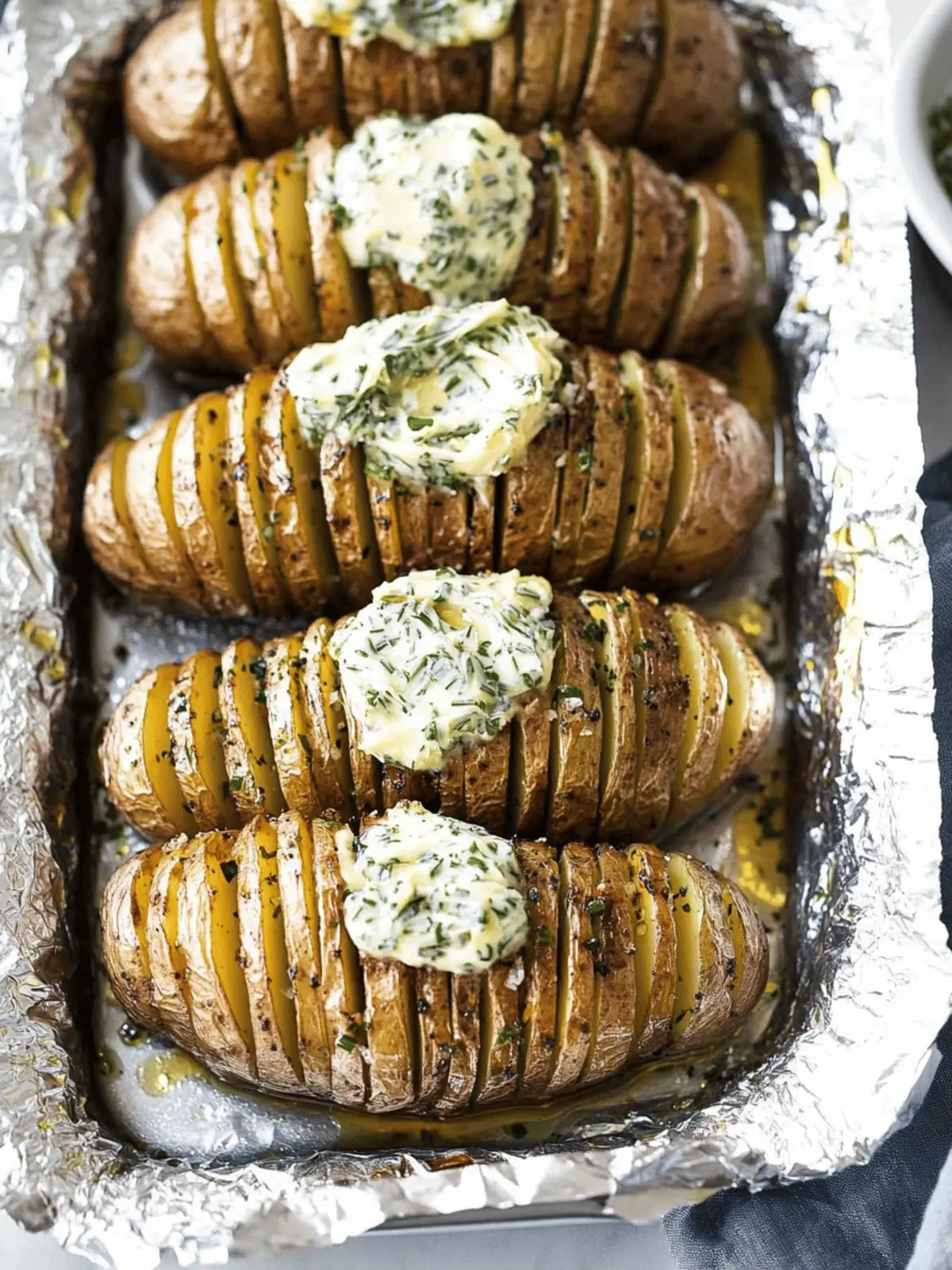 Grilled Hasselback Potatoes with Chive Butter