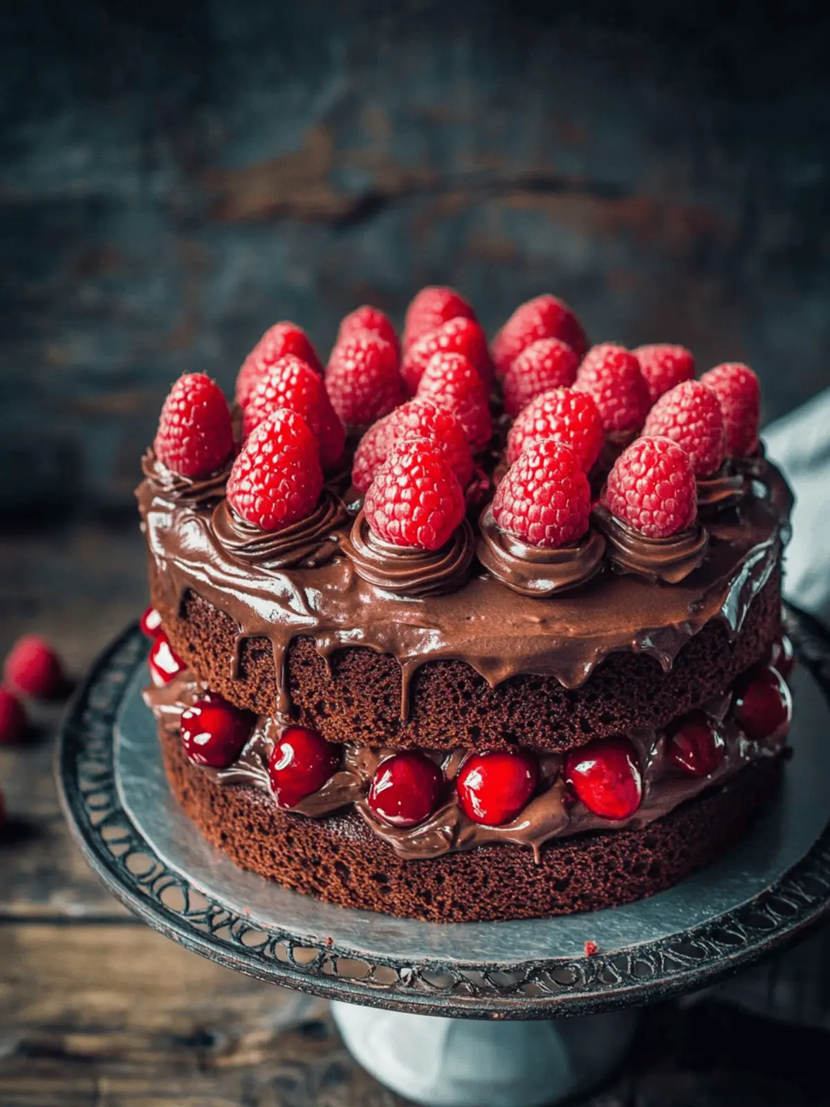 Easy Chocolate Cake With Raspberries