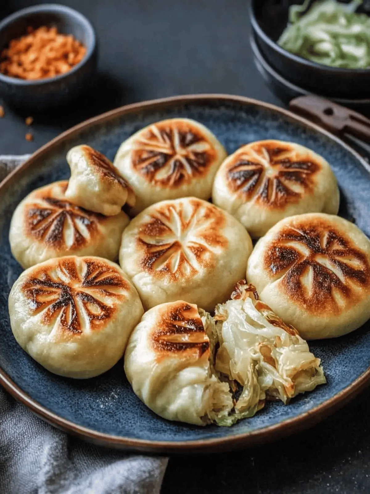 Pan-Fried Cabbage and Noodle Buns