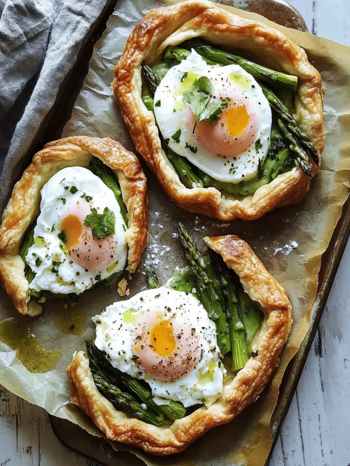Asparagus Tart with Whipped Feta and Poached Eggs