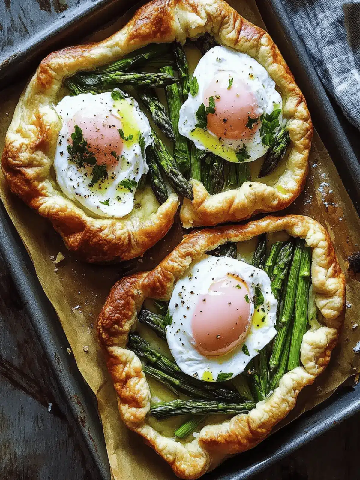 Asparagus Tart with Whipped Feta and Poached Eggs