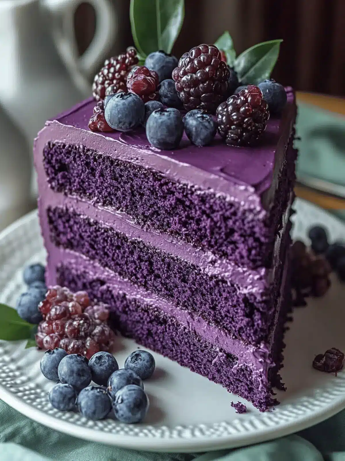 Royal Purple Velvet Cake with Creamy Vanilla Frosting