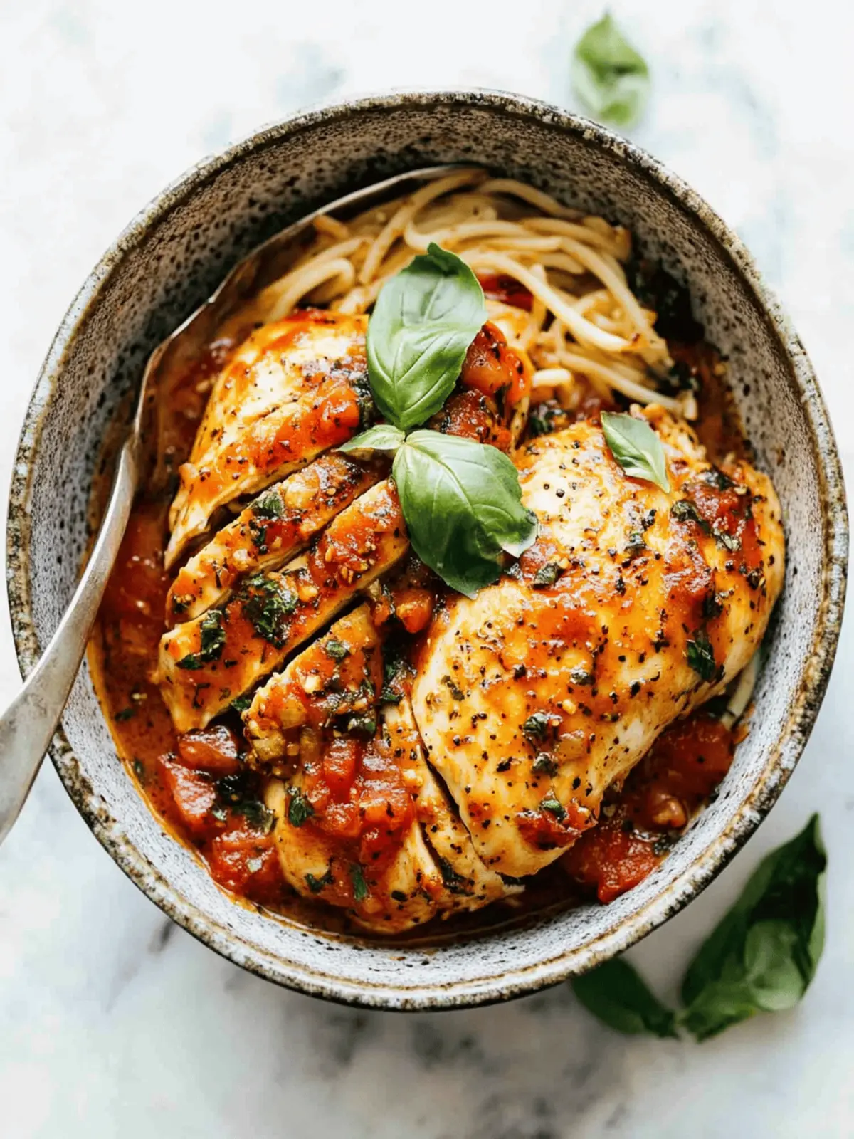Garlic Basil Chicken with Tomato Butter Sauce