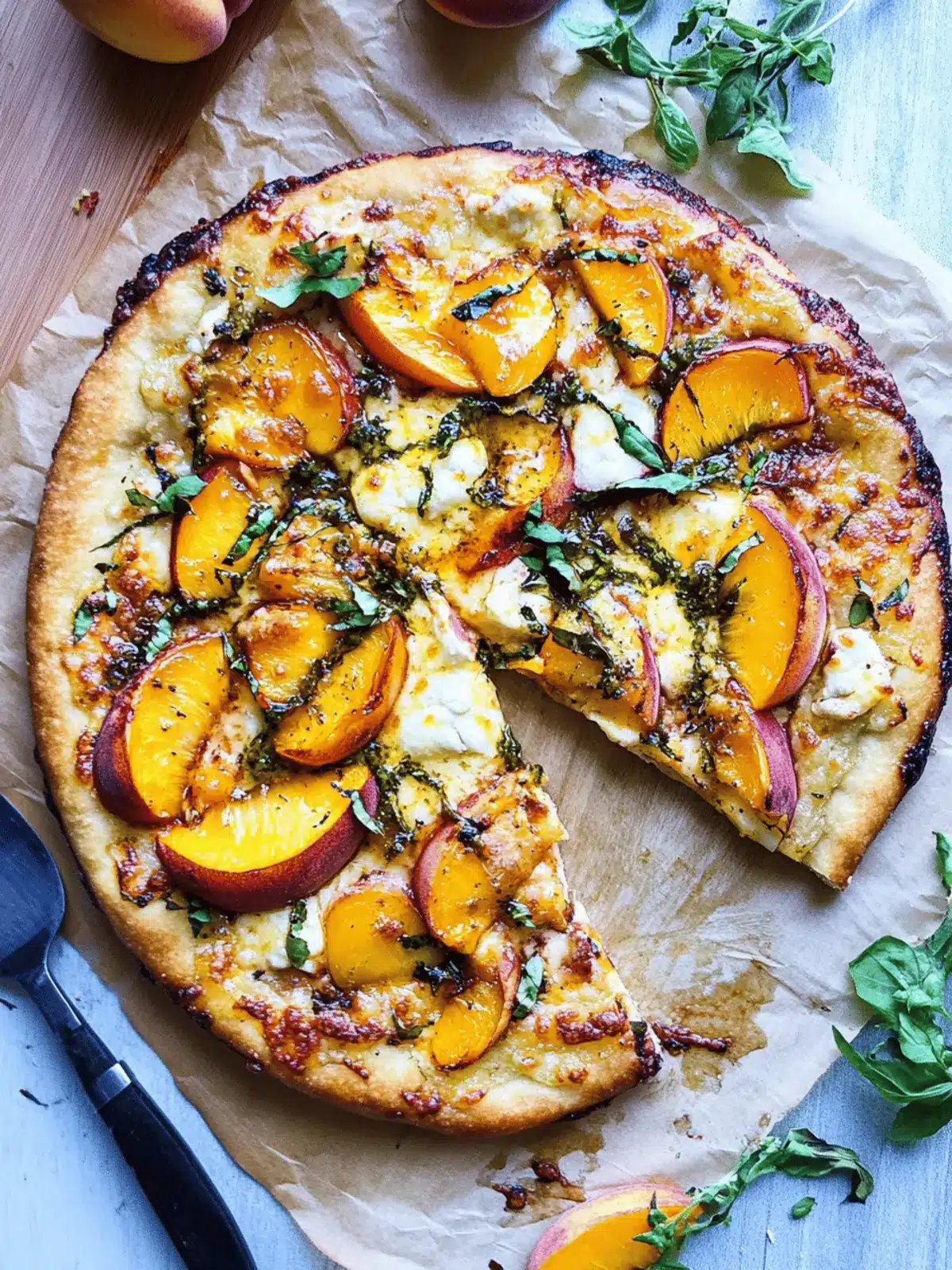 Spicy Peaches and Brie Pizza