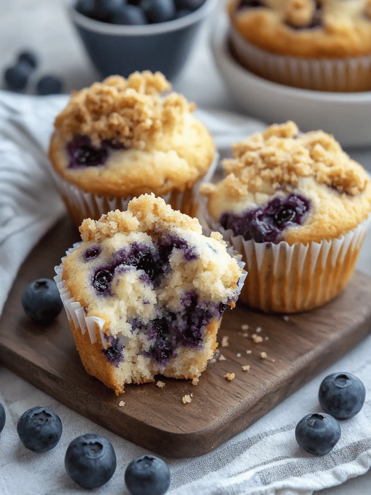 Blueberry Cheesecake Crumble Muffins