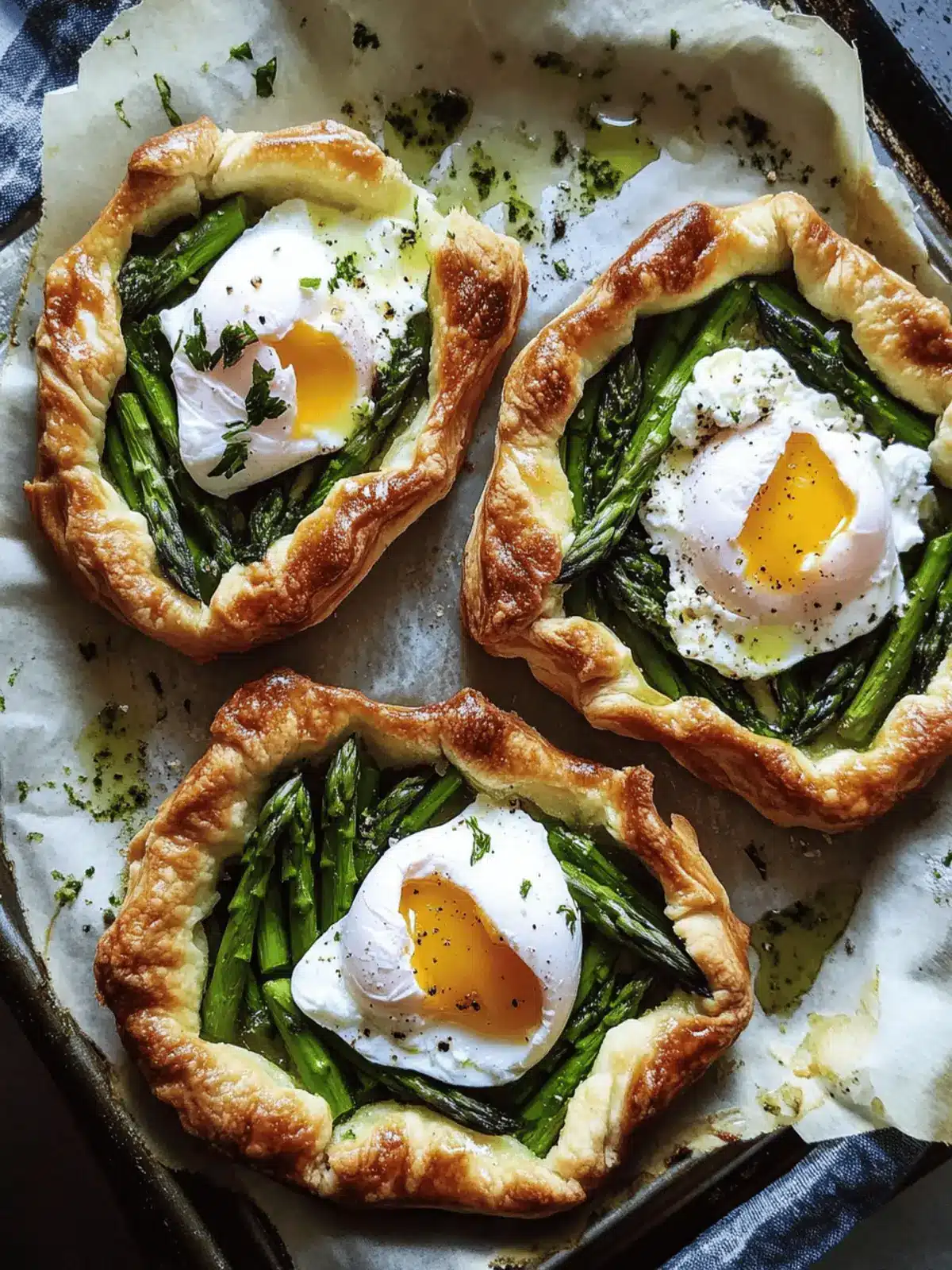 Asparagus Tart with Whipped Feta and Poached Eggs