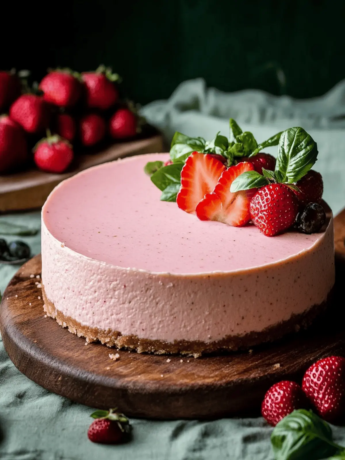 Strawberry Basil Cheesecake