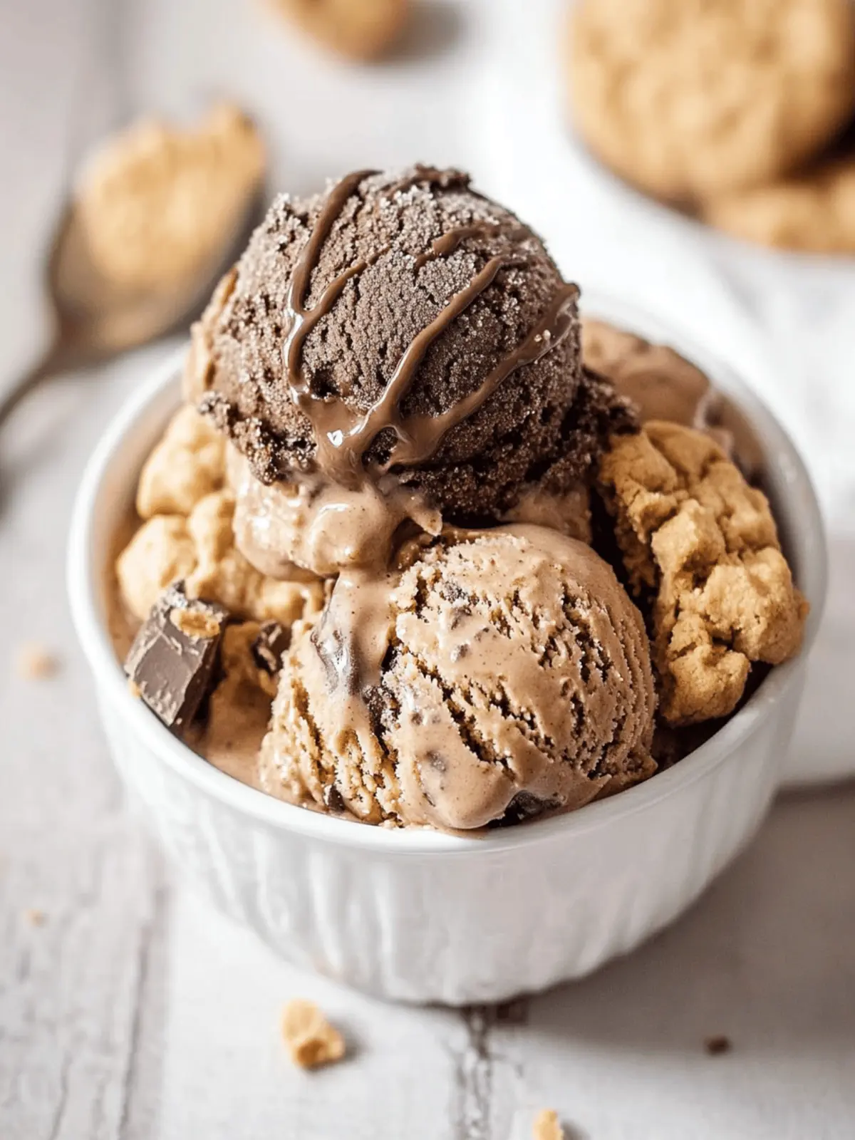 No Churn Chocolate Peanut Butter Cookie Ice Cream