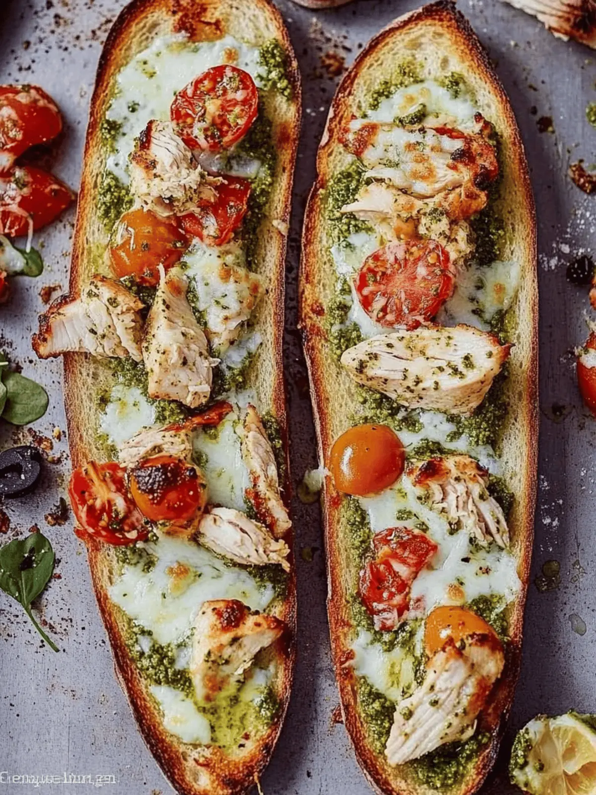 French Bread Pesto Chicken Pizza