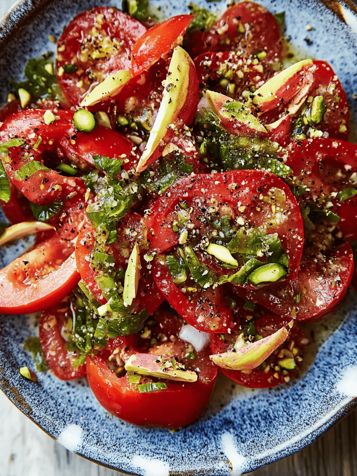 Tomatoes with Pistachios and Scallions