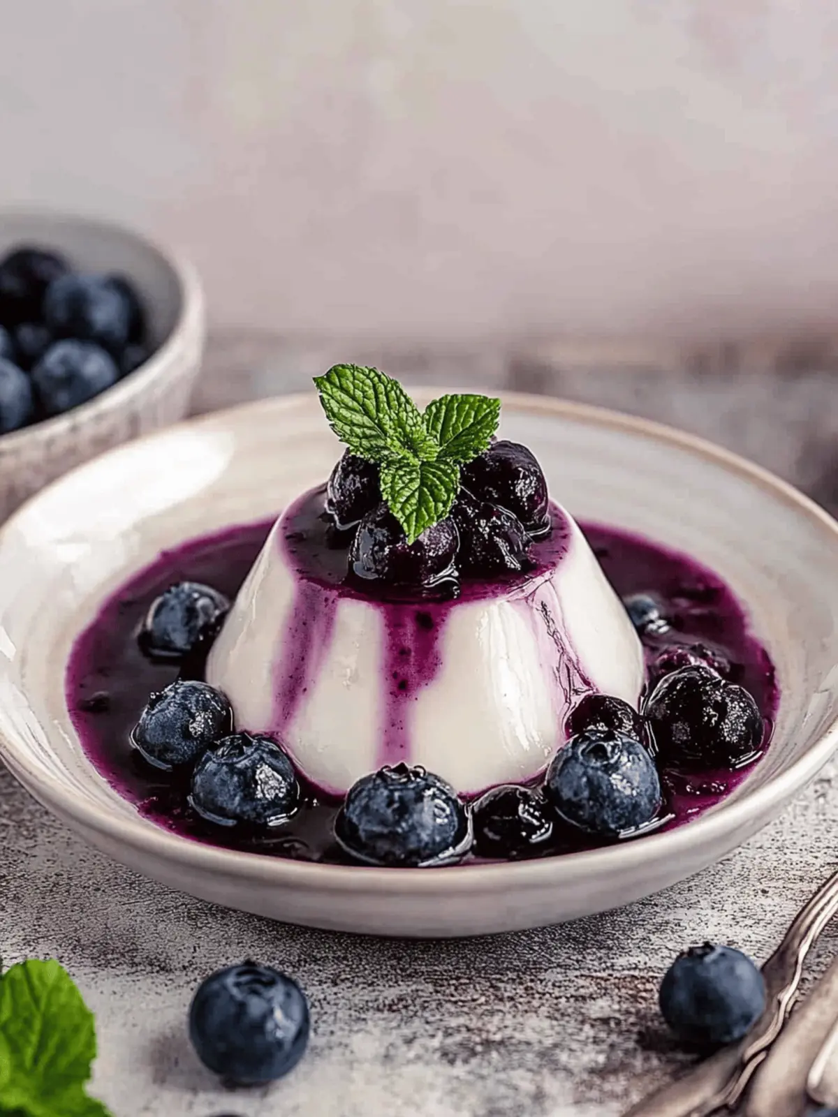 Classic Easy Vanilla Panna Cotta with Blueberry Compote