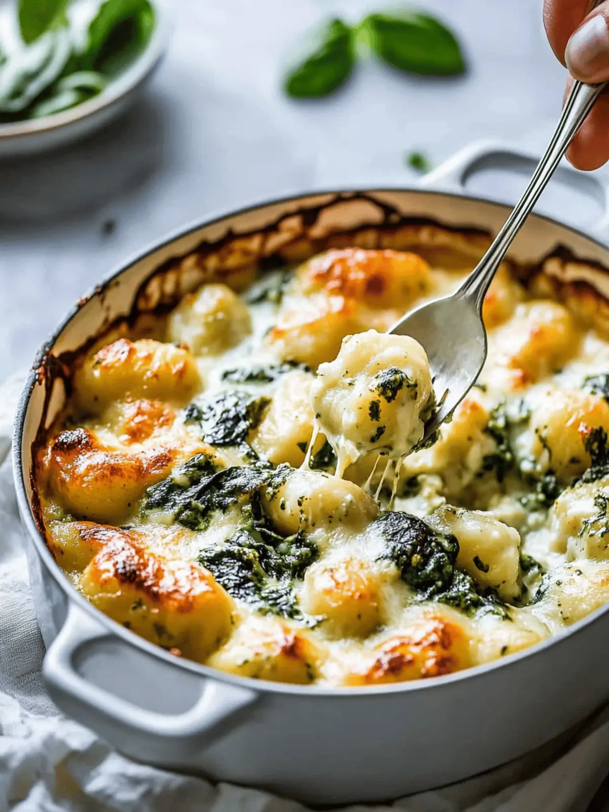 Creamy Pesto & Spinach Gnocchi Bake