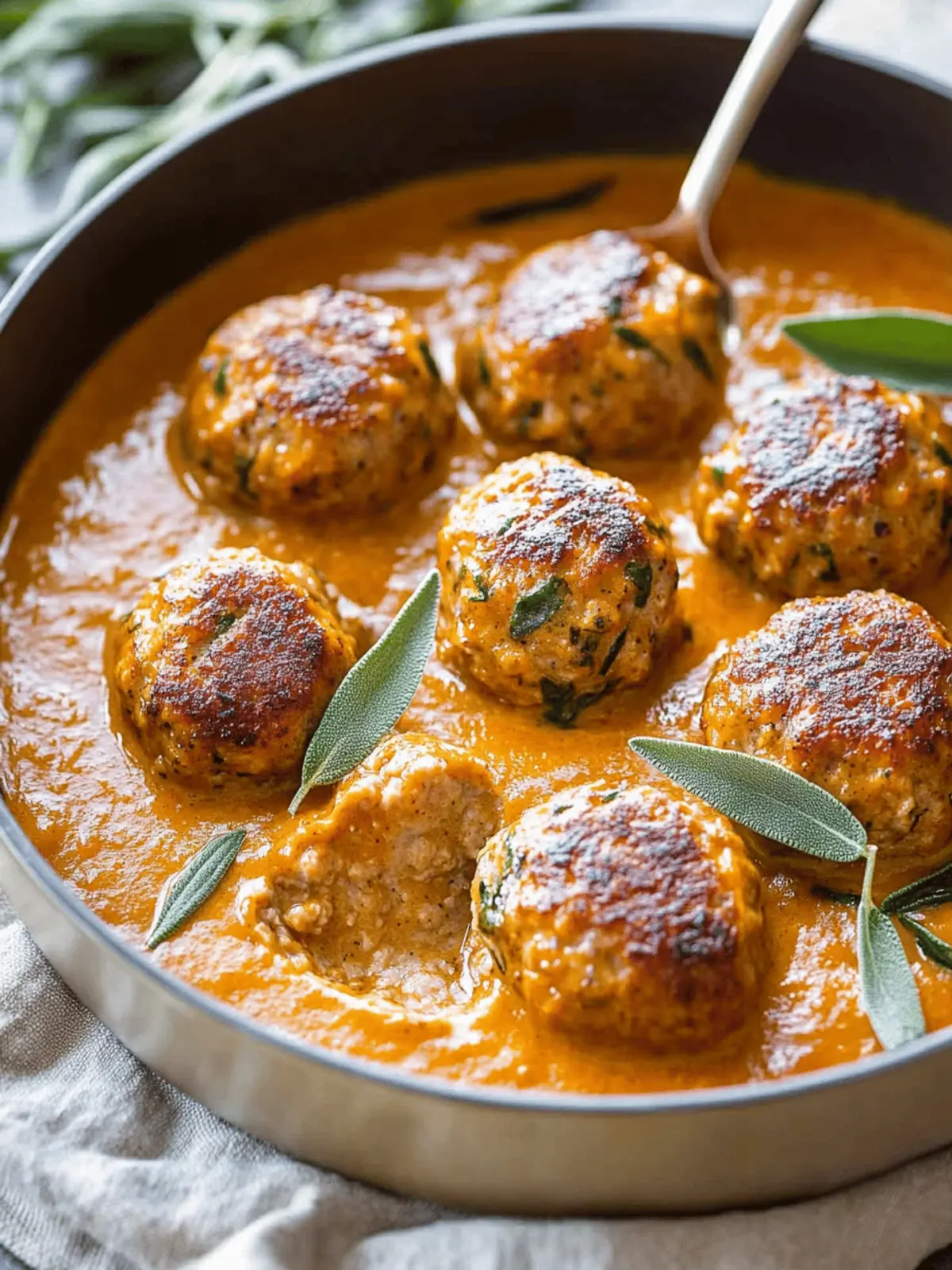 Turkey Meatballs in Pumpkin Sage Sauce