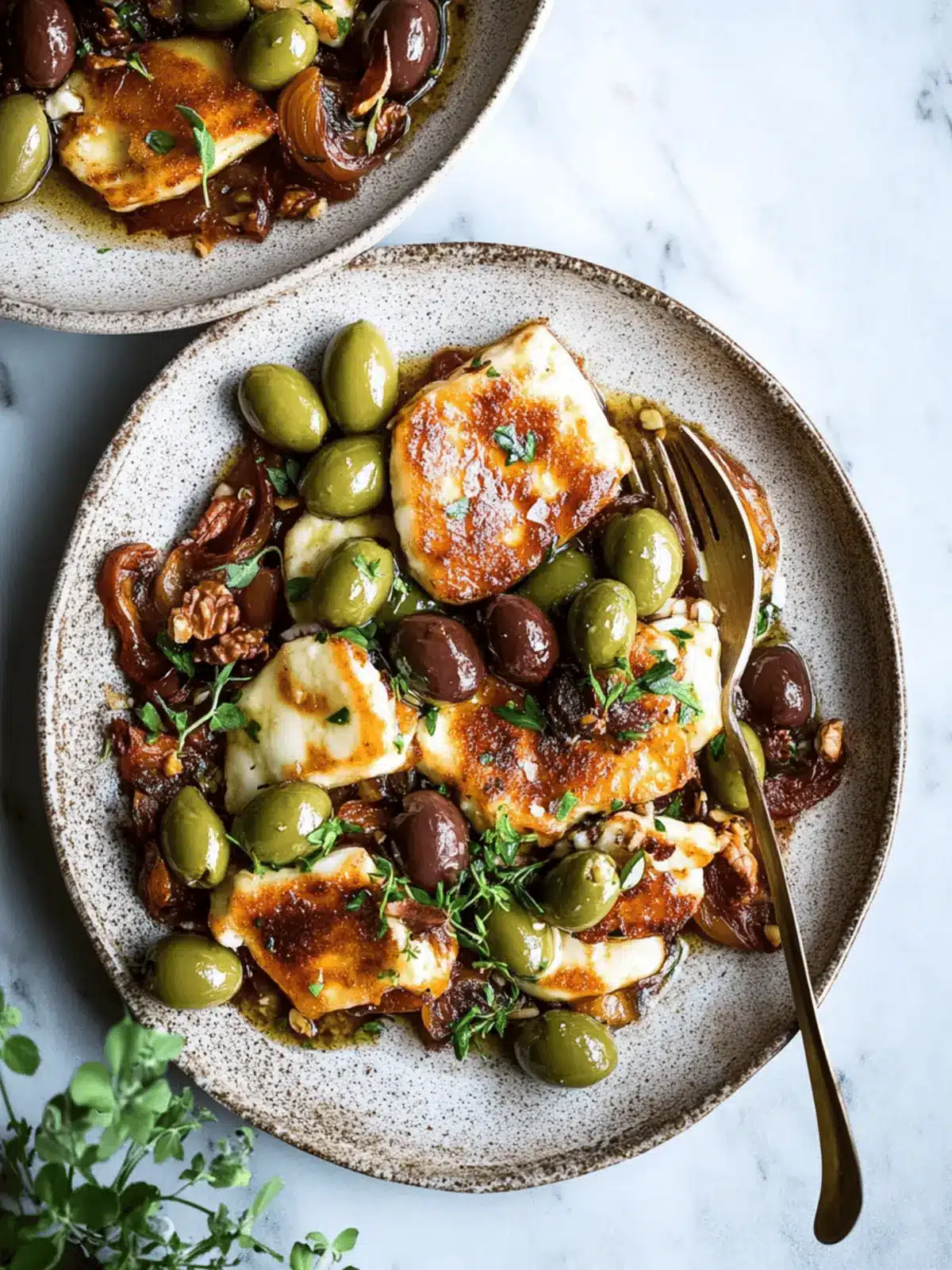 Pan-Fried Halloumi Cheese with Olives & Hazelnuts