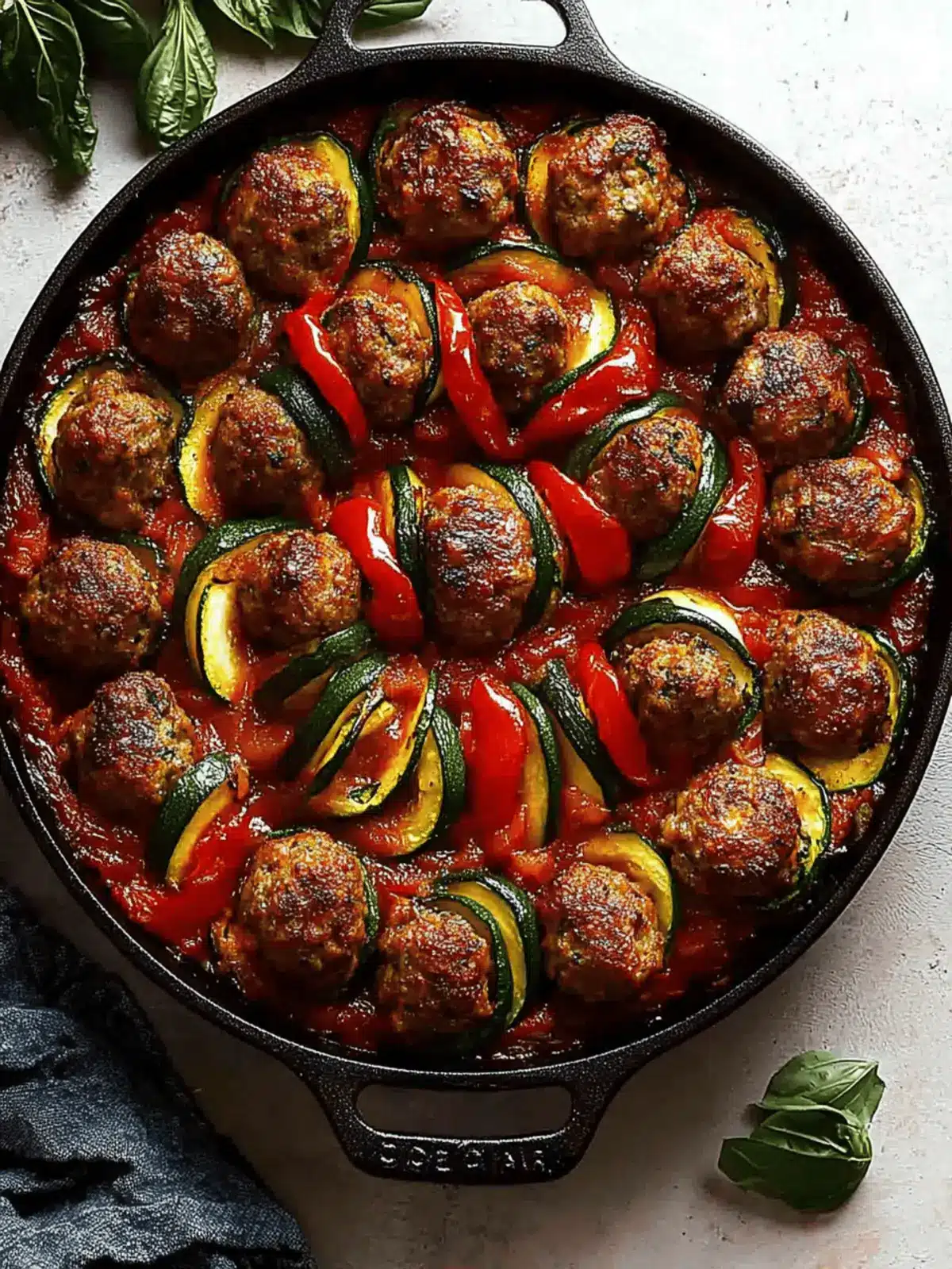 Moroccan Spiral Meatball Zucchini Bake