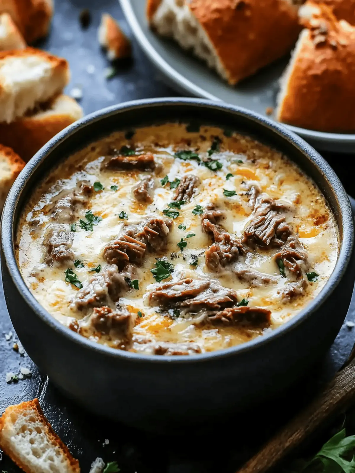 Creamy Philly Cheese Steak Soup